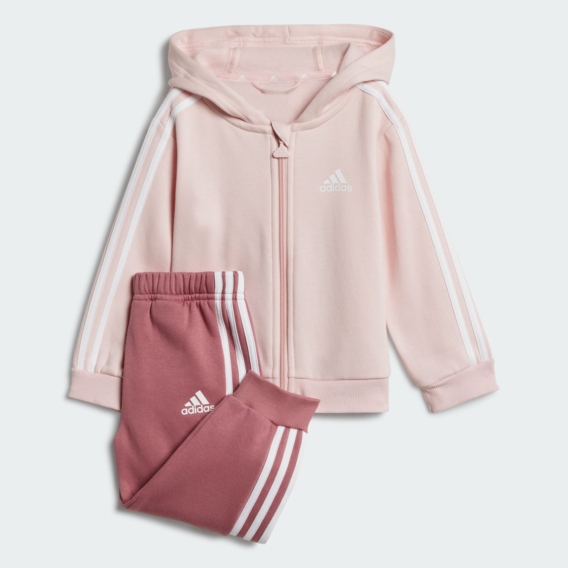 Clothing Essentials Full Zip Hooded Jogger Set Pink adidas South Africa