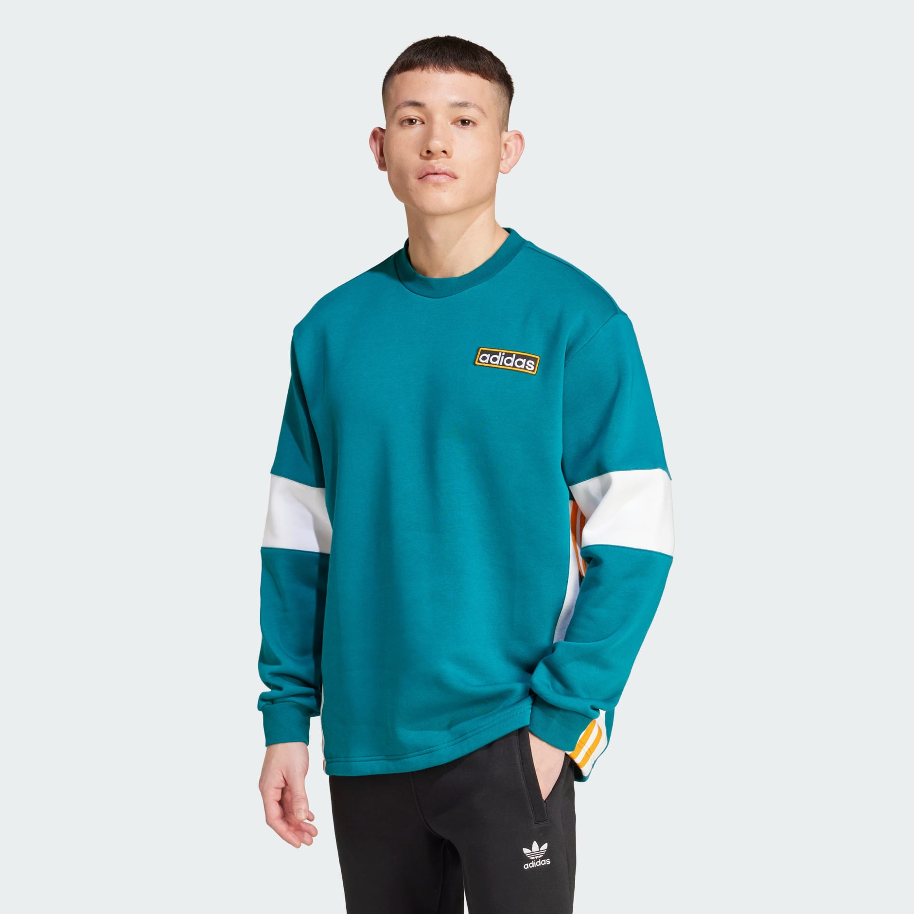 Men s Clothing Adibreak Crew Sweatshirt Turquoise adidas Saudi Arabia