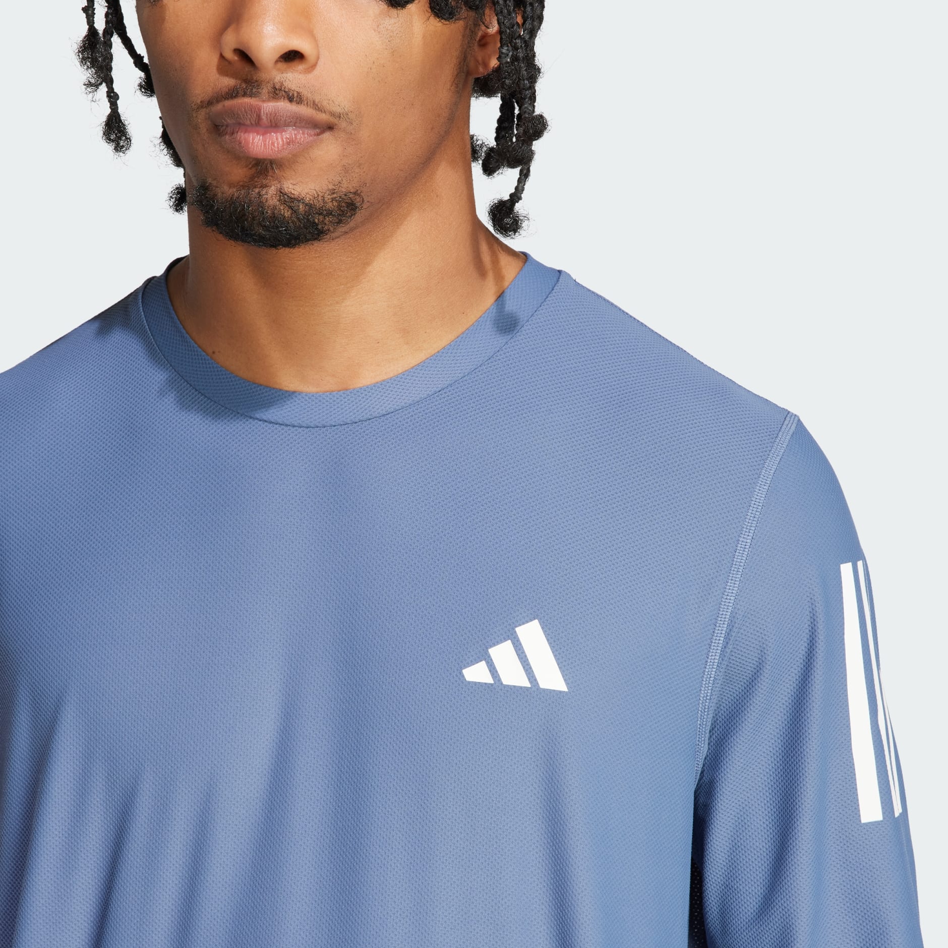 Men's Clothing - Own The Run Long Sleeve Tee - Blue | adidas Saudi 