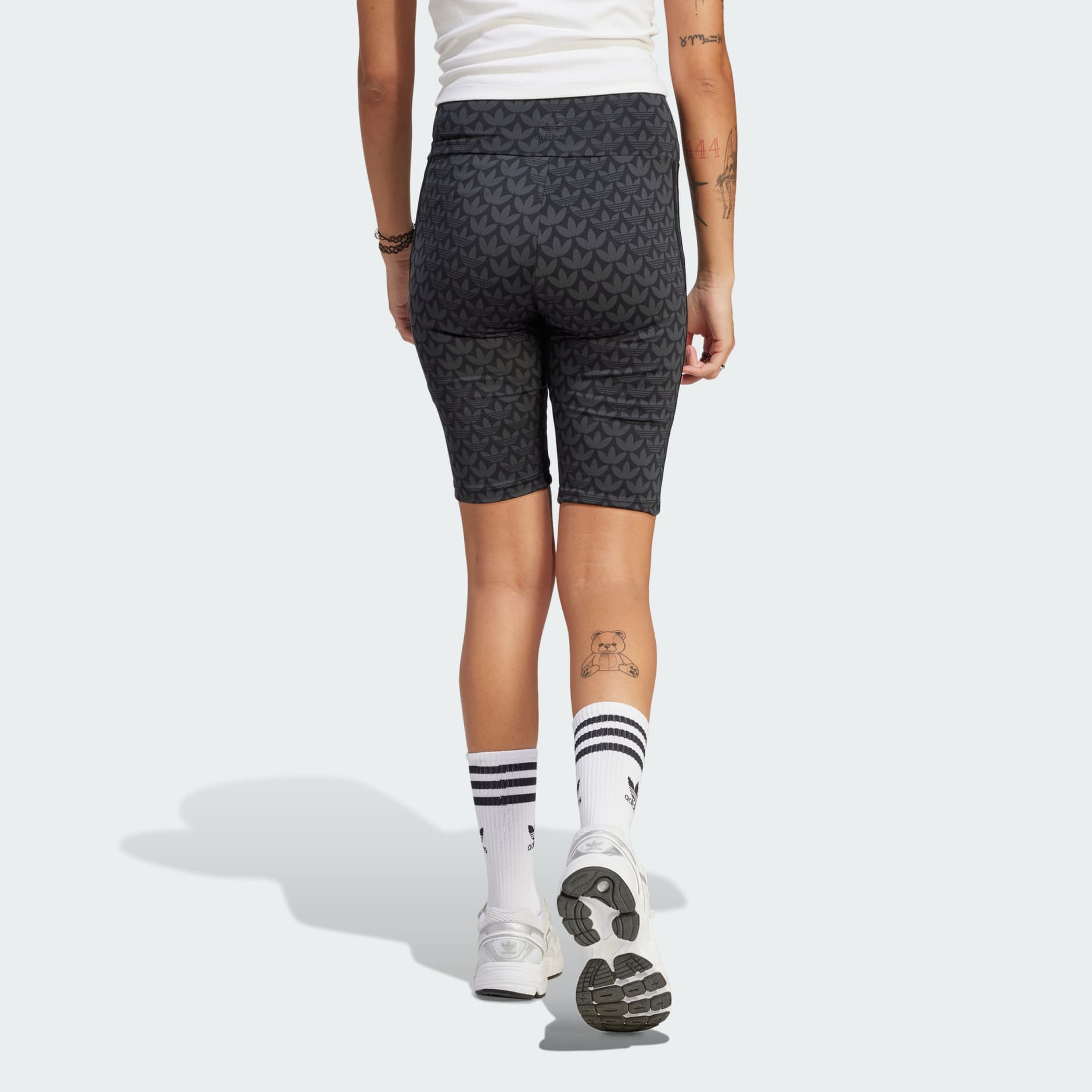 Clothing - Trefoil Monogram Biker Shorts - Black | adidas South Africa