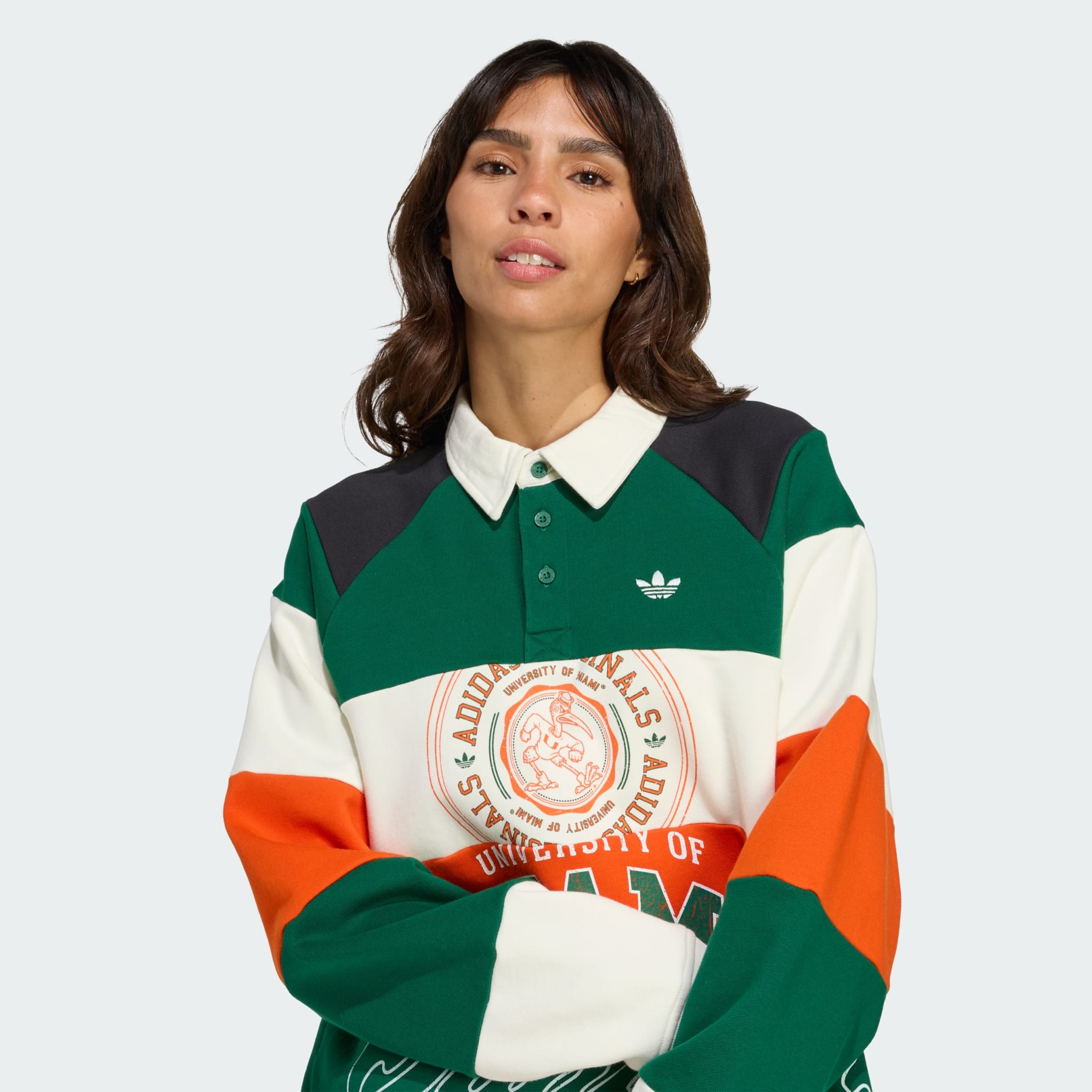 ADIDAS ORIGINALS R3COD ATHL DEPT NCAA UNIVERSITY OF MIAMI GRAPHIC LONGLSEEVE CREW