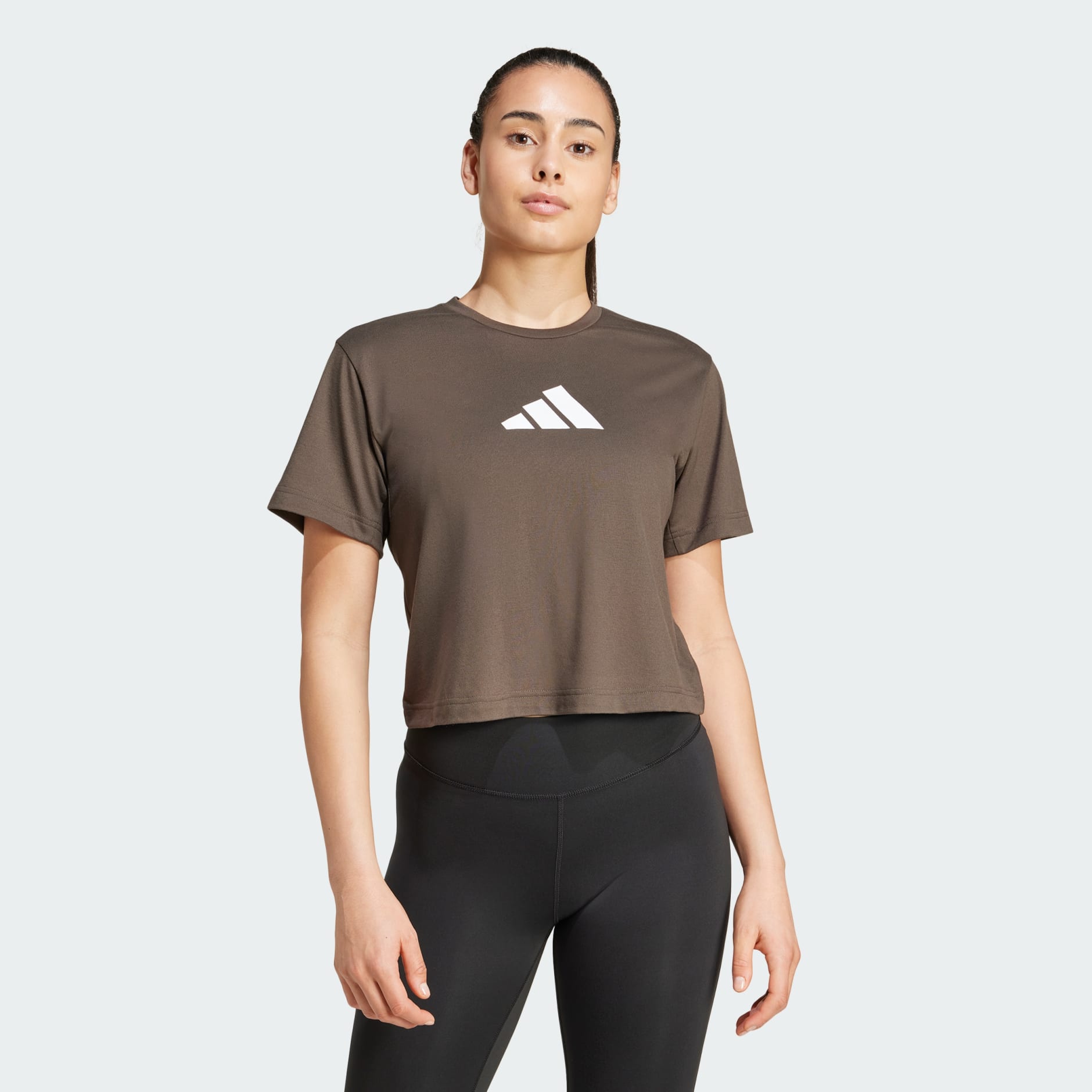 adidas Train Essentials Big Logo Performance Training Tee Green adidas TZ