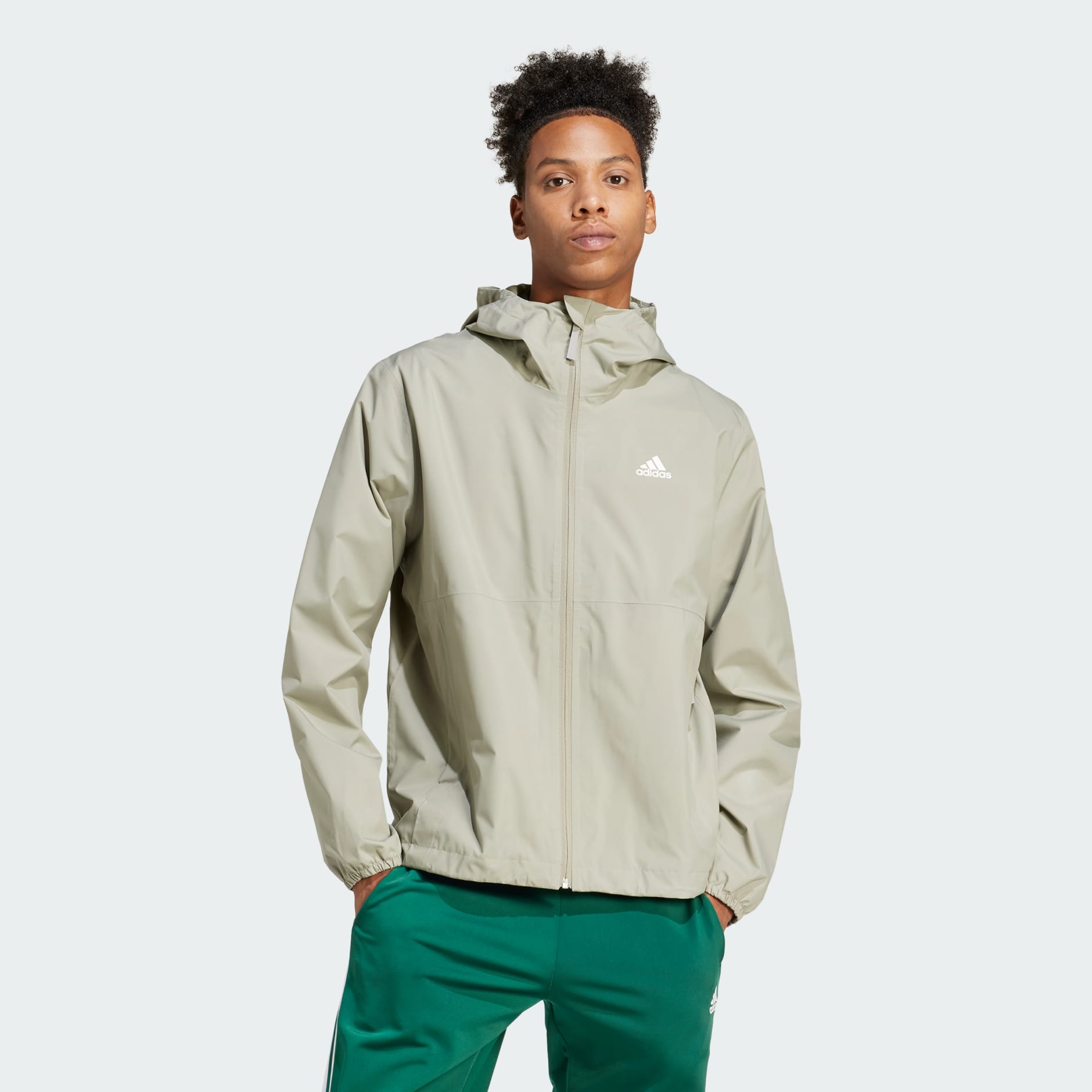 Clothing - Essentials RAIN.RDY Jacket - Green | adidas South Africa