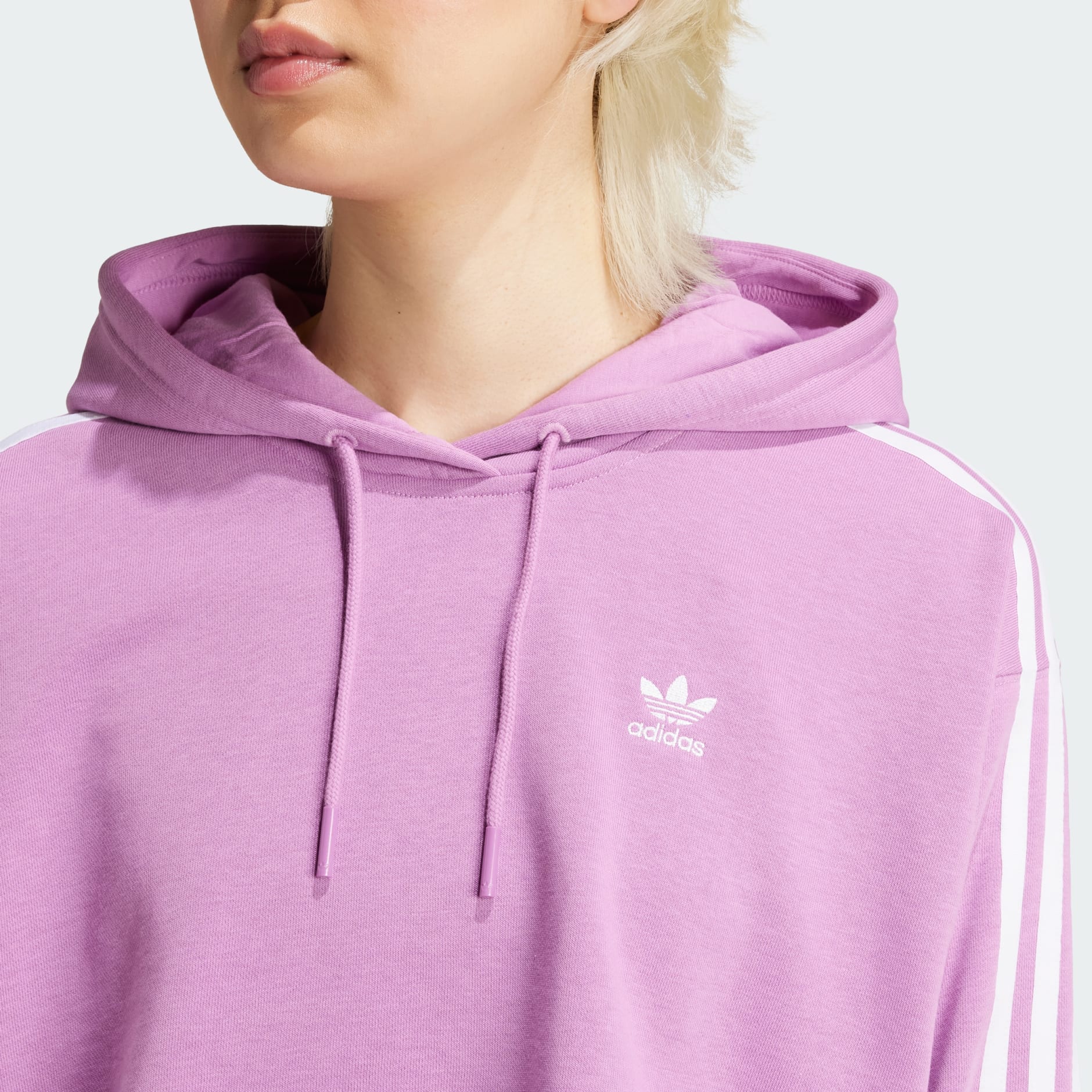 adidas Adicolor 3 Stripes Short Hoodie Purple adidas TZ