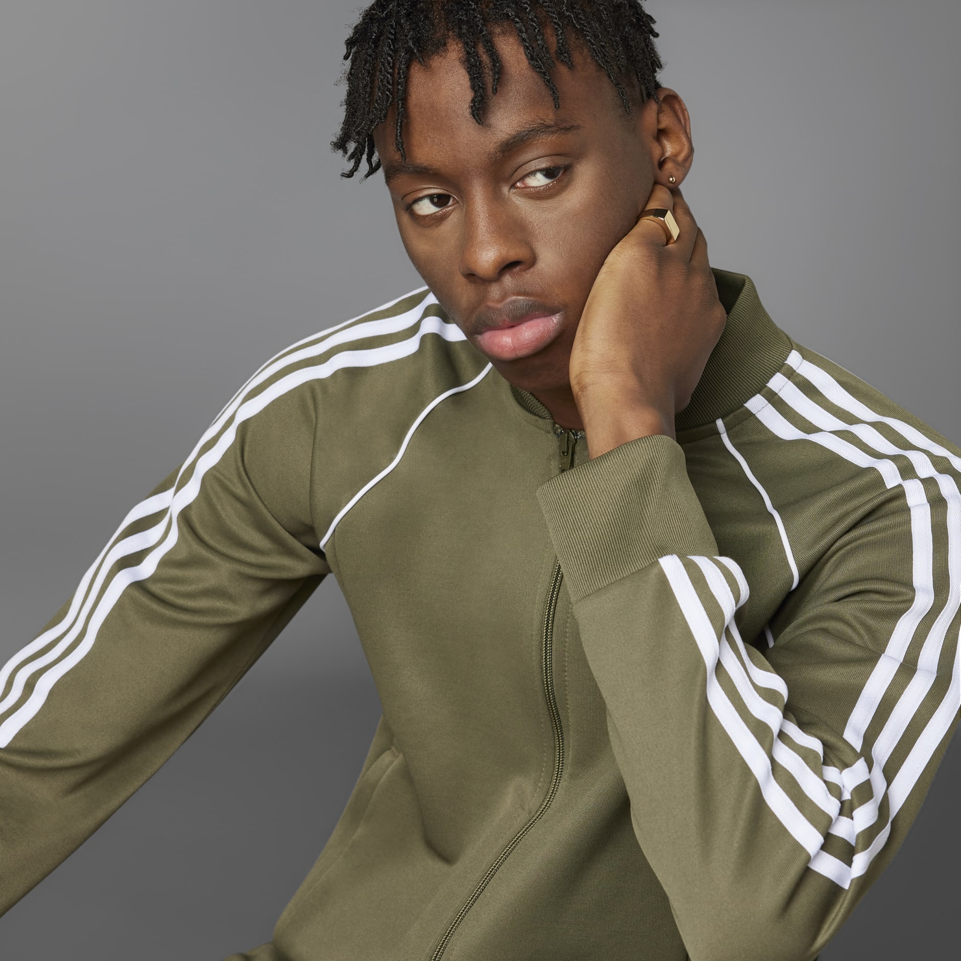 Adidas track store jacket olive green