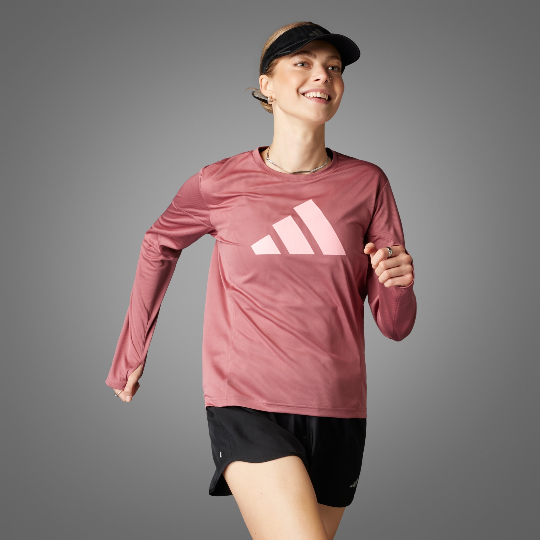 Adidas long sleeve top womens pink on sale