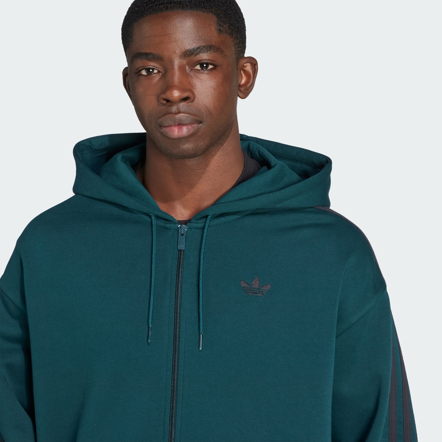 Hanorac supradimensionat adidas Adicolor, cu fermoar de sus p&acirc;nă jos