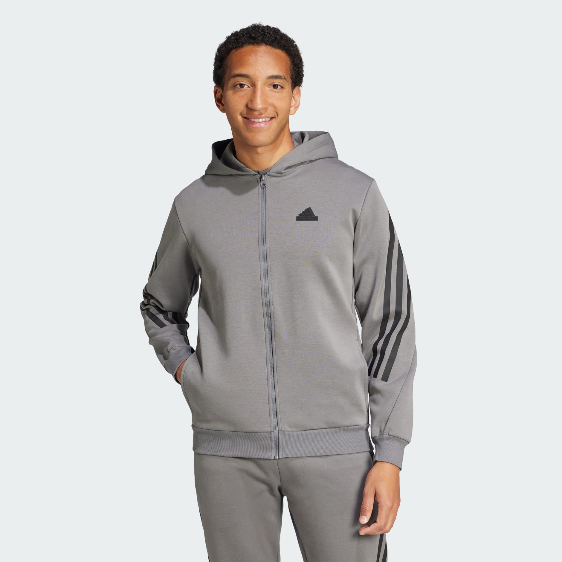 adidas Future Icons 3 Stripes Full Zip Hoodie Grey adidas UAE