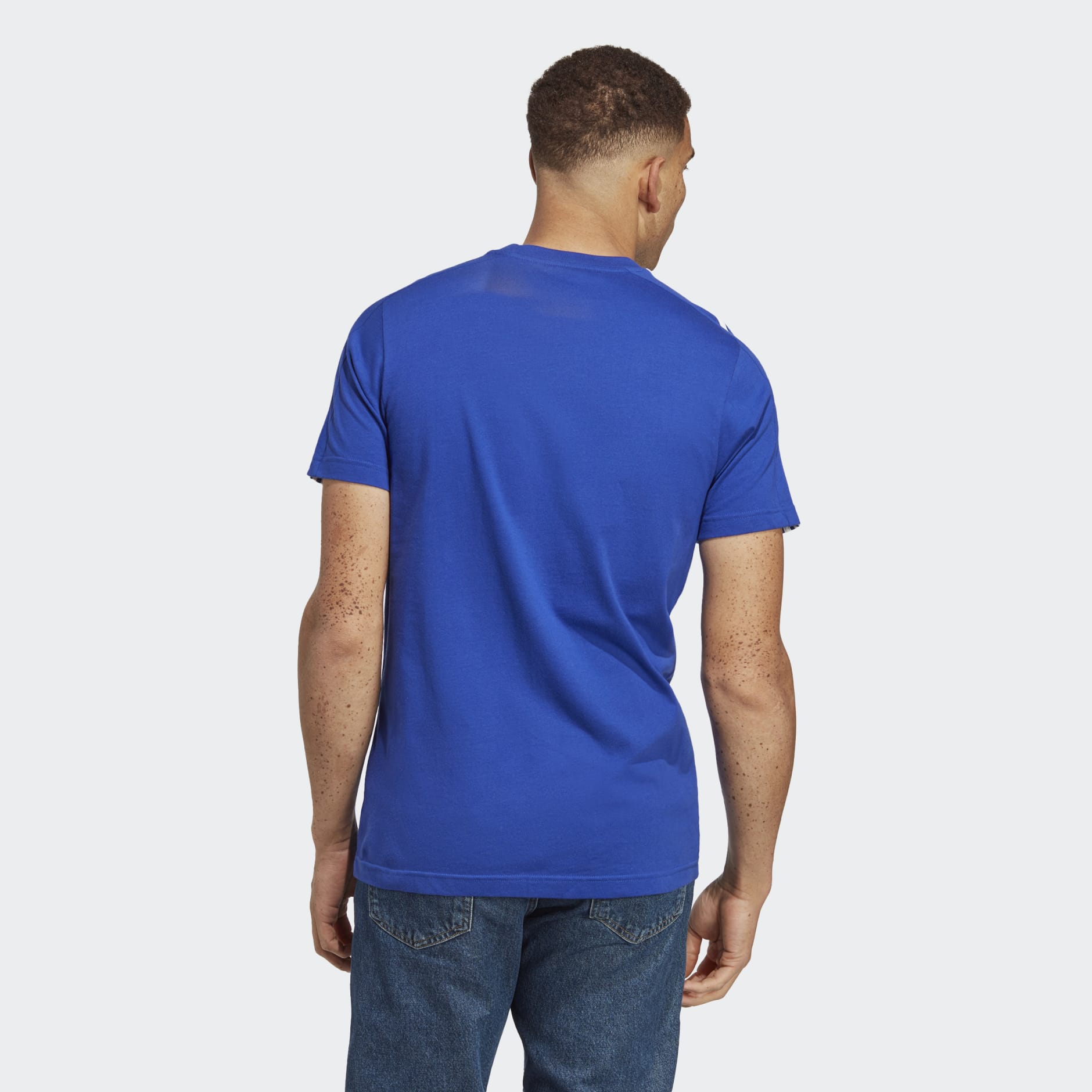 - Essentials Men\'s 3-Stripes Jersey Clothing | Single Tee - Qatar adidas Blue