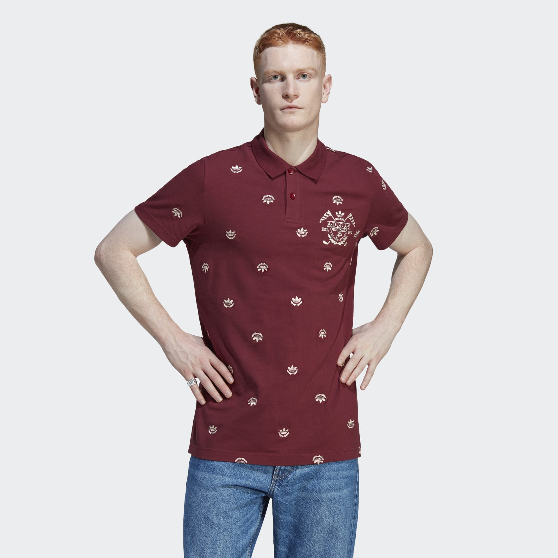 Men's Clothing - Graphics Archive Polo Shirt - Burgundy | adidas Bahrain