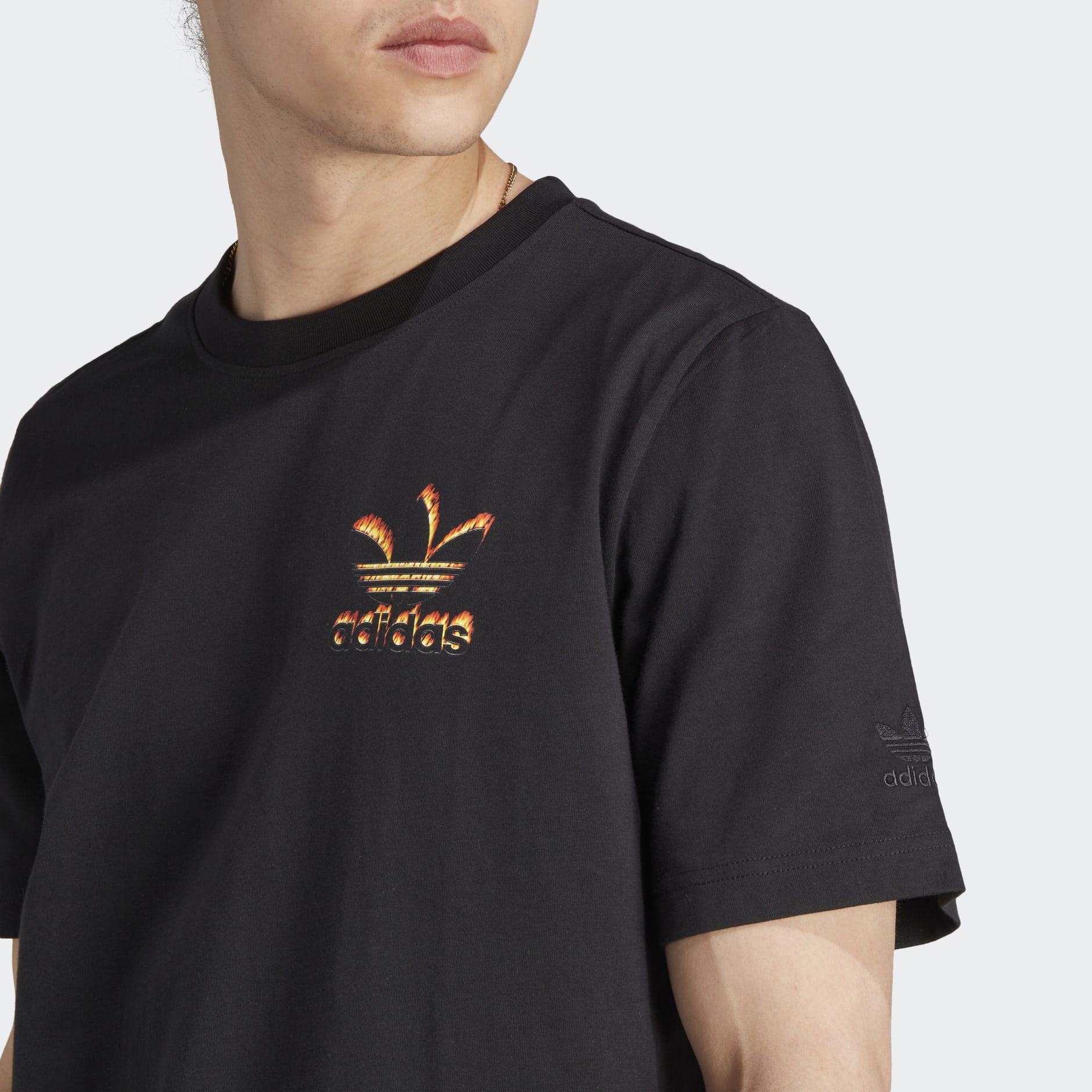 Men\'s Clothing - Black Tee | Fire Trefoil - Graphics adidas Oman