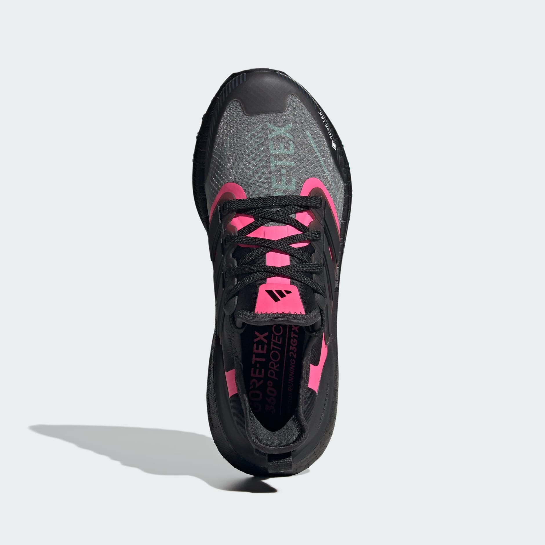 Hot pink and black best sale adidas shoes