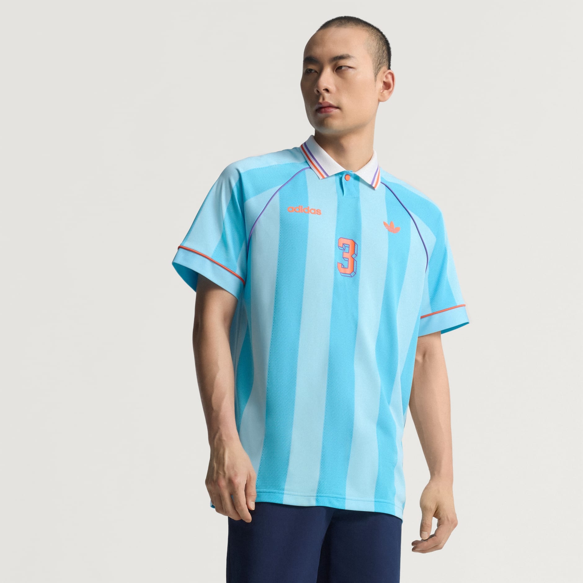 Clothing - Jacquard Stripe Jersey - Blue | adidas Oman