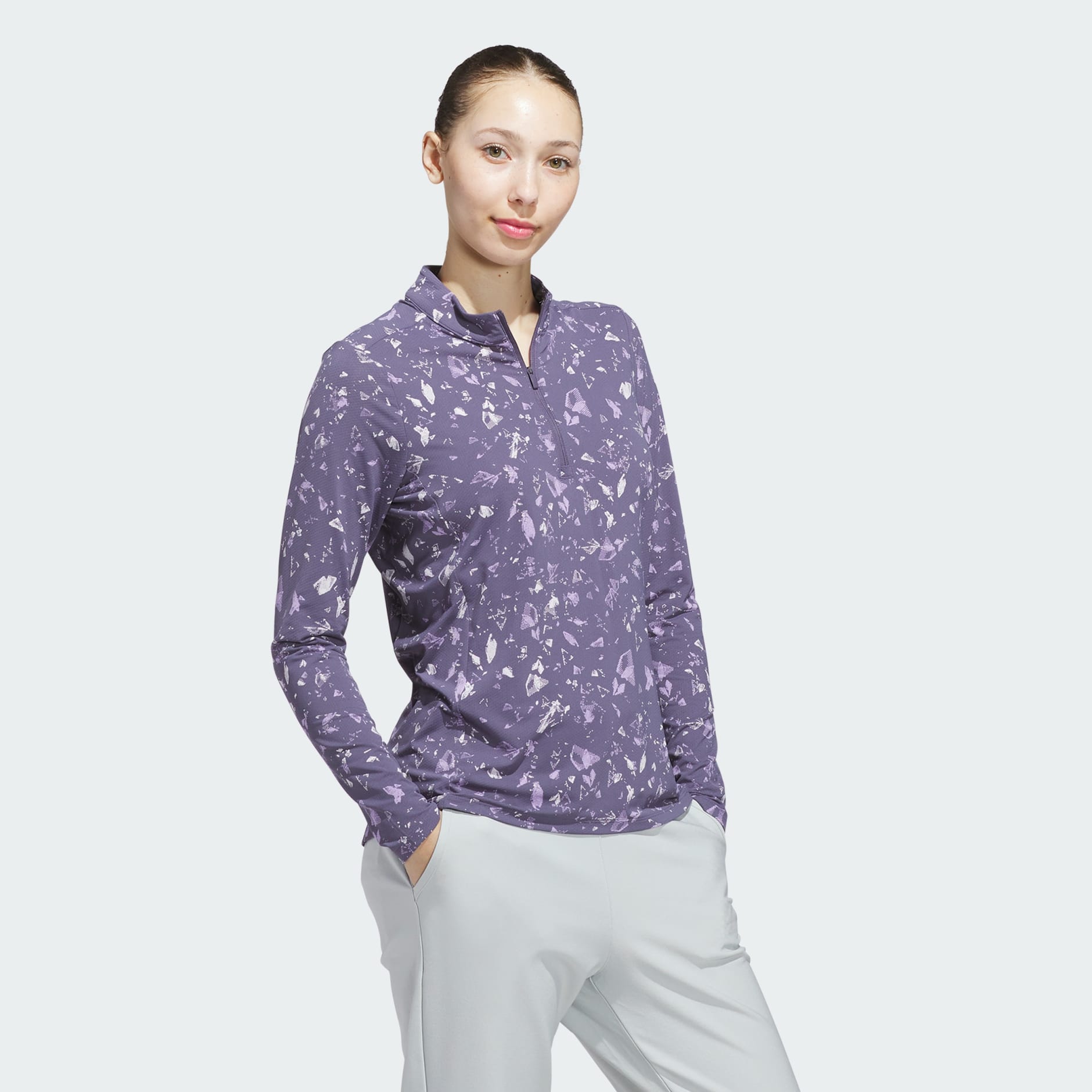 Ultimate365 Printed Quarter-Zip Mock Neck Top