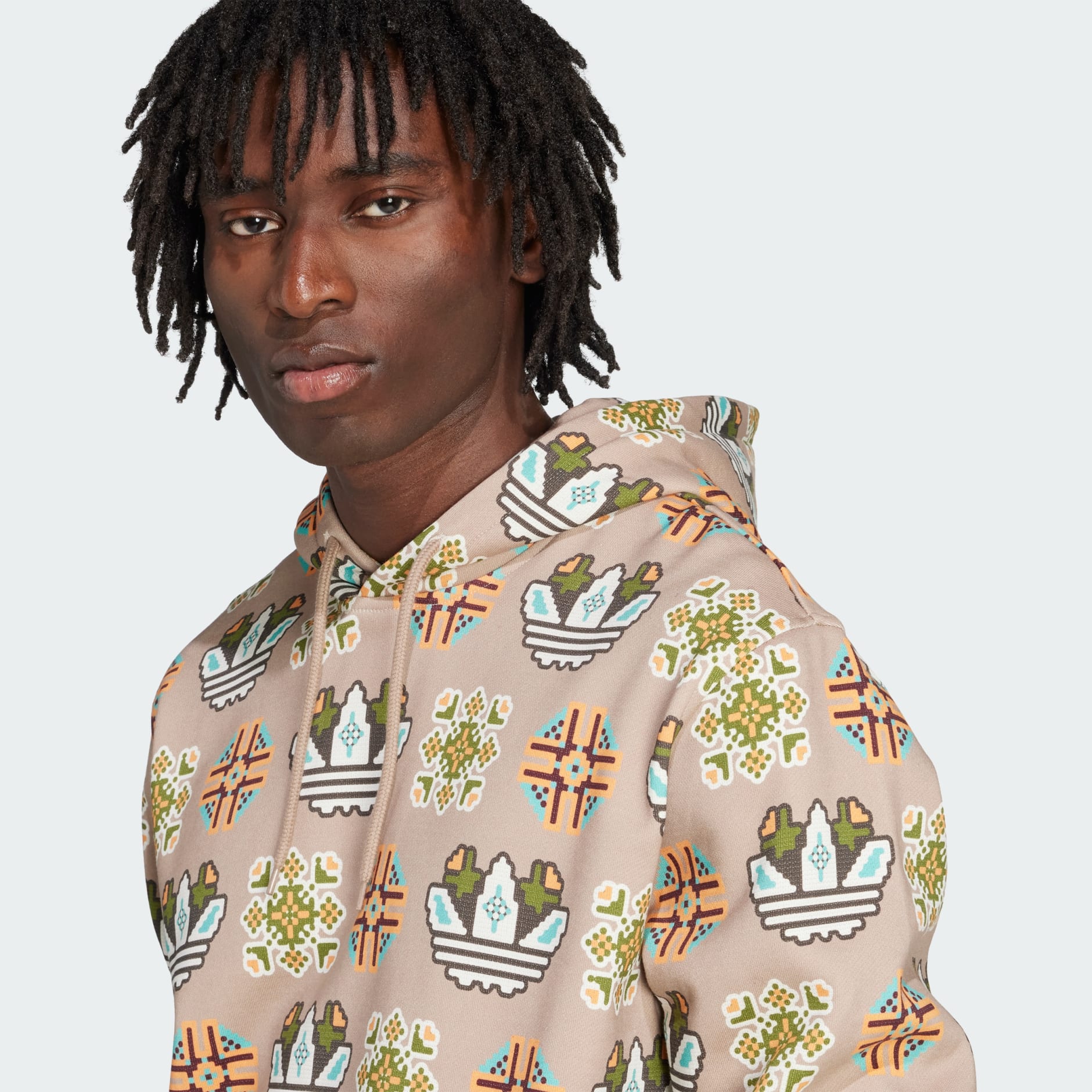 Tile Allover Print Loose Hoodie