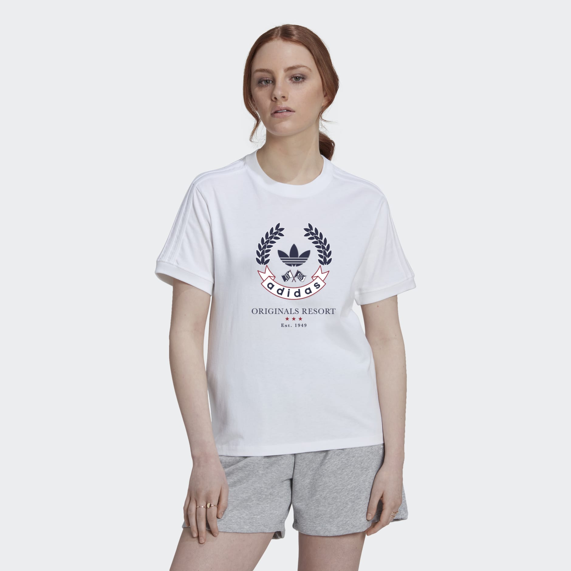 Tee with Crest Graphic
