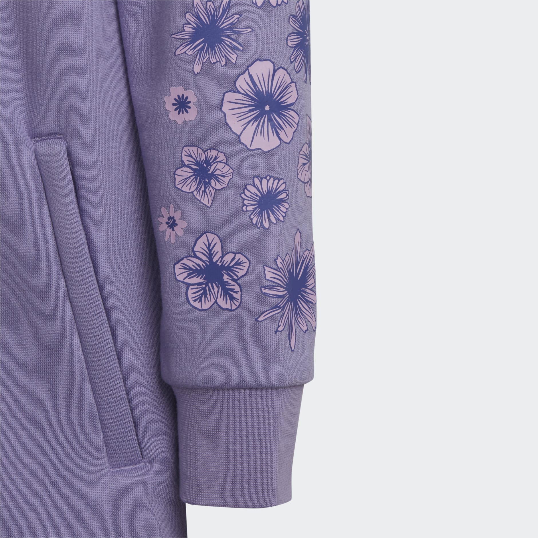 Clothing - Floral Full-Zip Elongated Hoodie Set - Purple