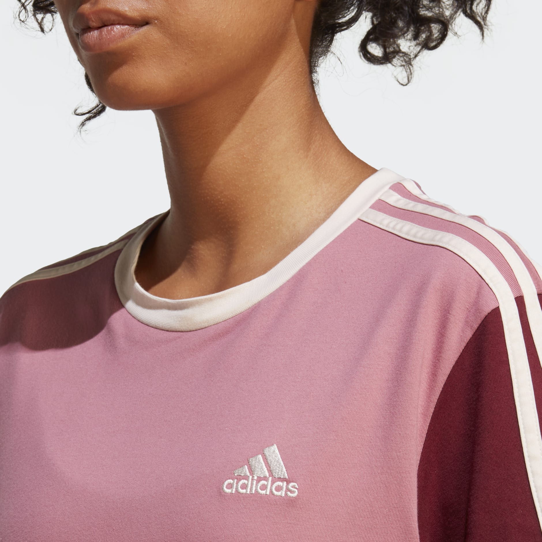 adidas Essentials 3-Stripes Boyfriend Tee Dress Pink | BH