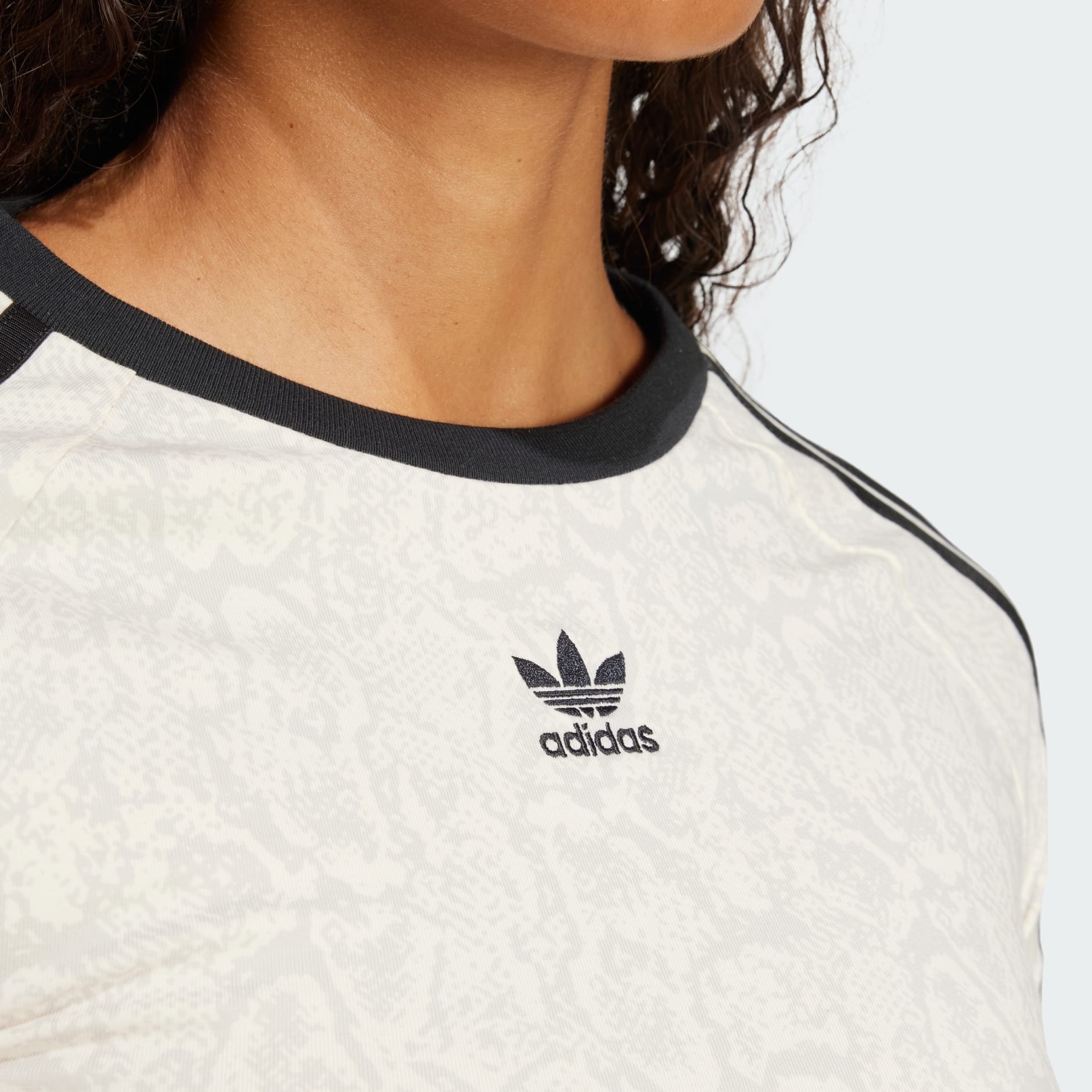 CLOTHING - Snakeskin 3-Stripes Baby Tee - White | adidas Oman CLOTHING - Snakeskin 3-Stripes Baby Tee - White | adidas Oman
