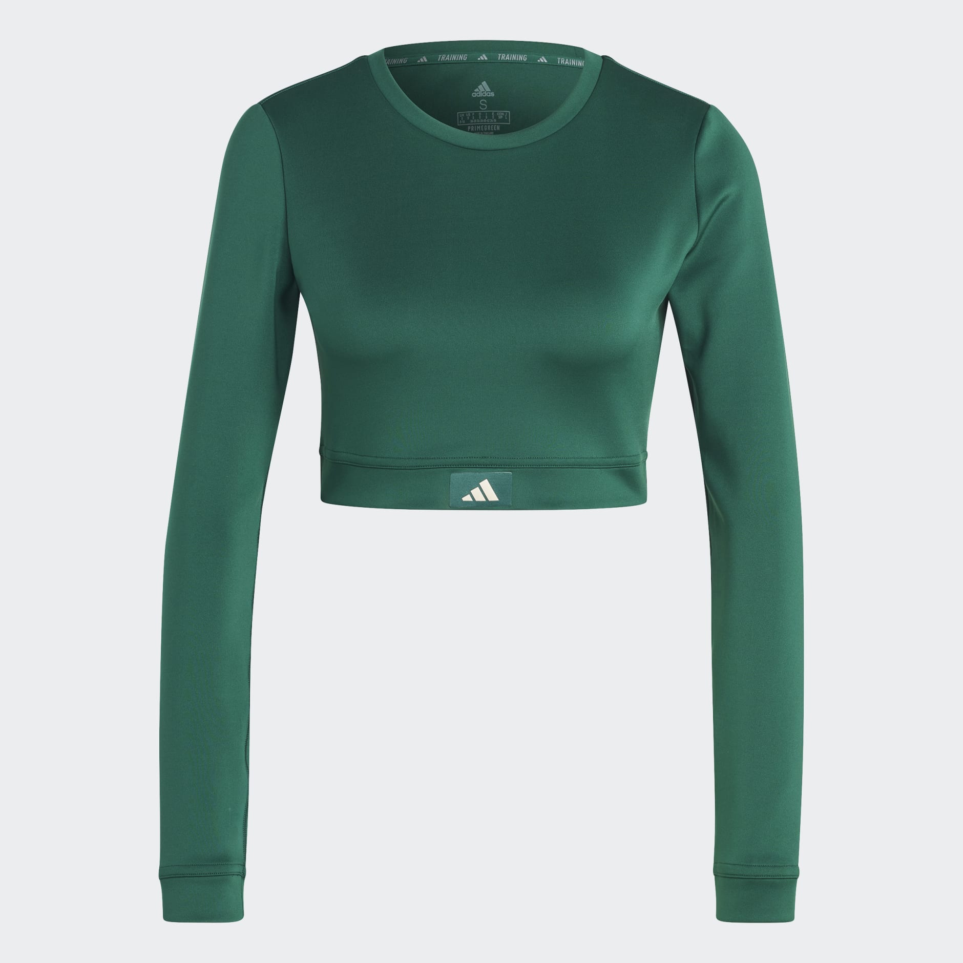Clothing - Sports Club Long Sleeve Crop Tee - Green | adidas South Africa