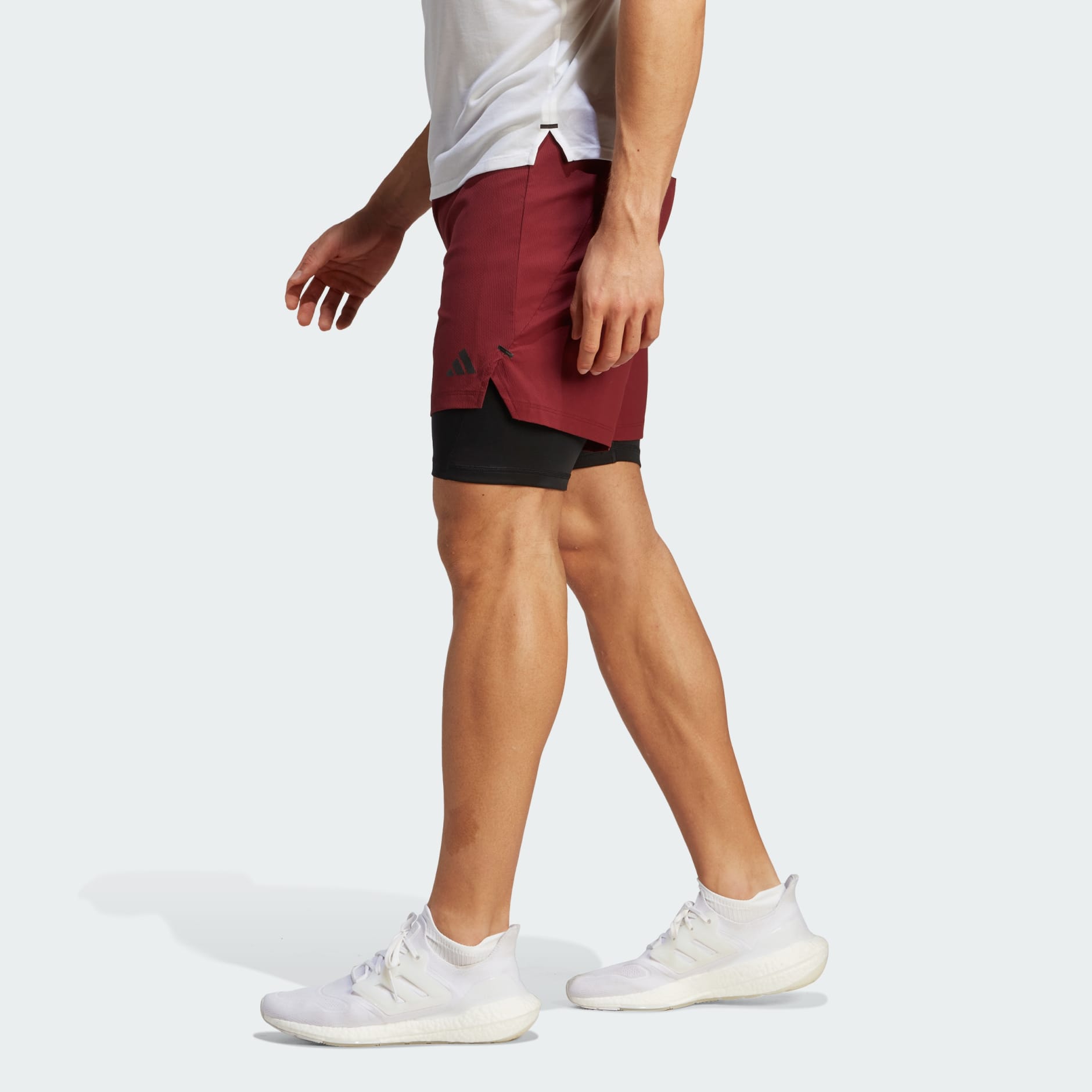 adidas Power Workout Two-in-One Shorts - Burgundy