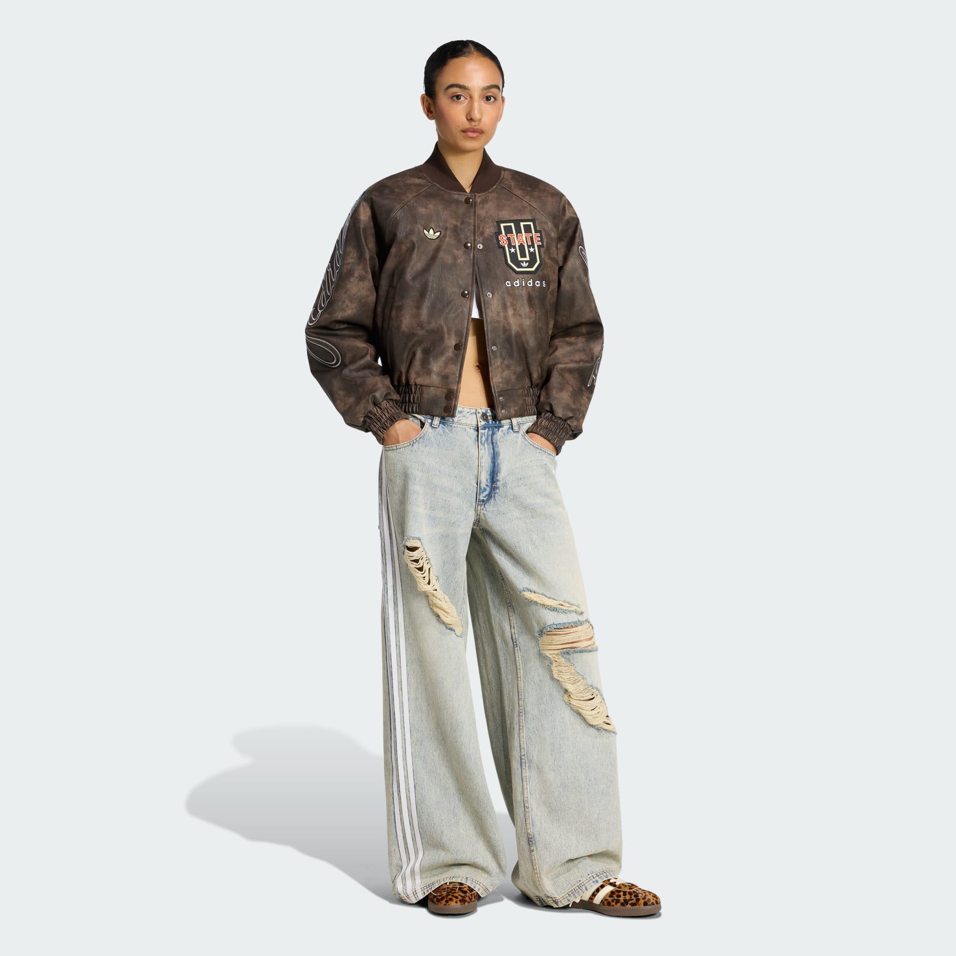 ADIDAS ORIGINALS LOOSE DENIM DESTRESSED Pants