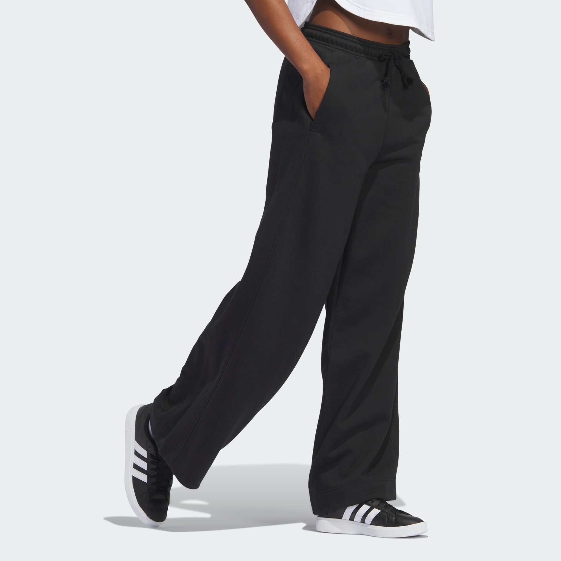 adidas ALL SZN Fleece Wide Leg Pants - Black | adidas UAE