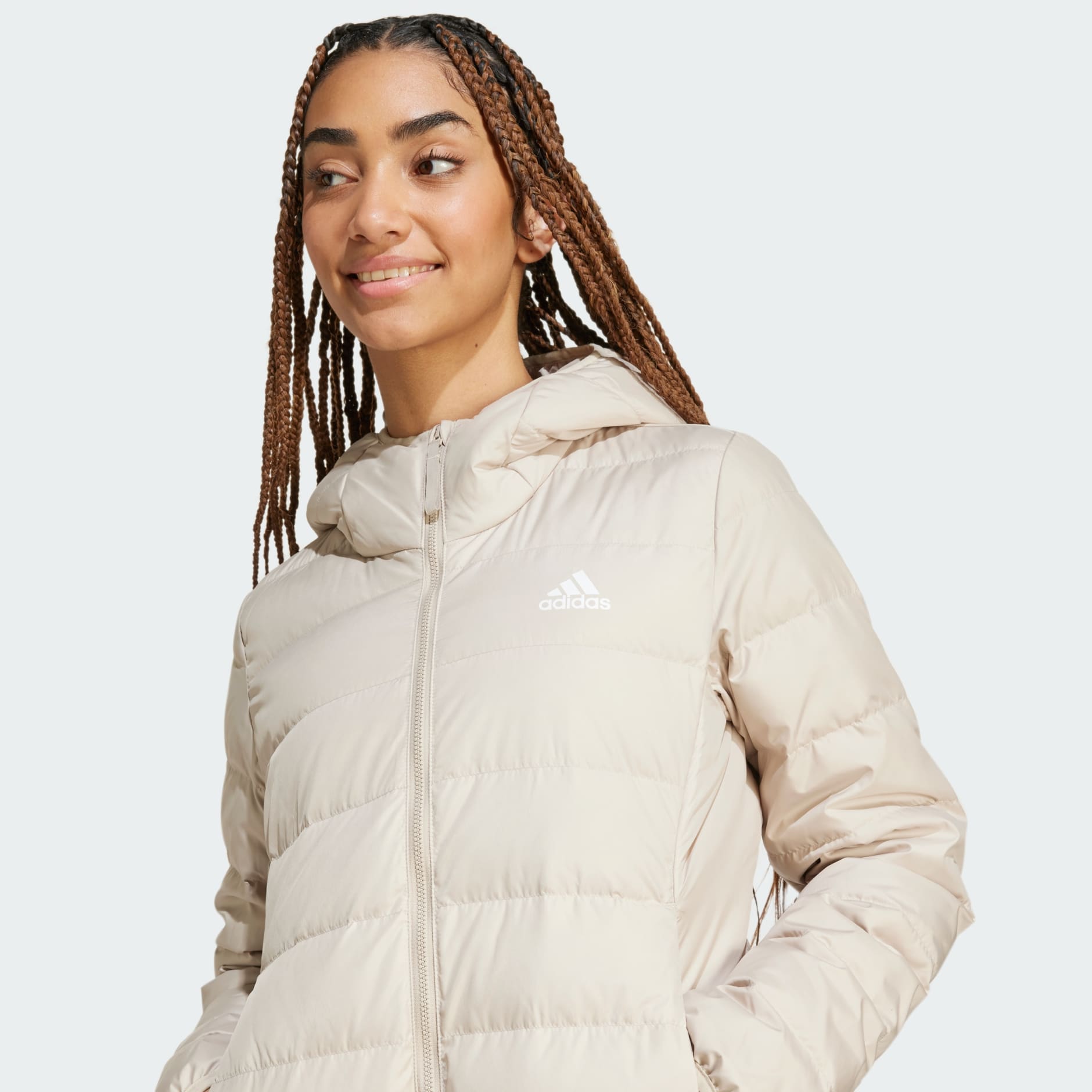 CLOTHING Essentials Light Down Hooded Jacket Beige adidas Bahrain