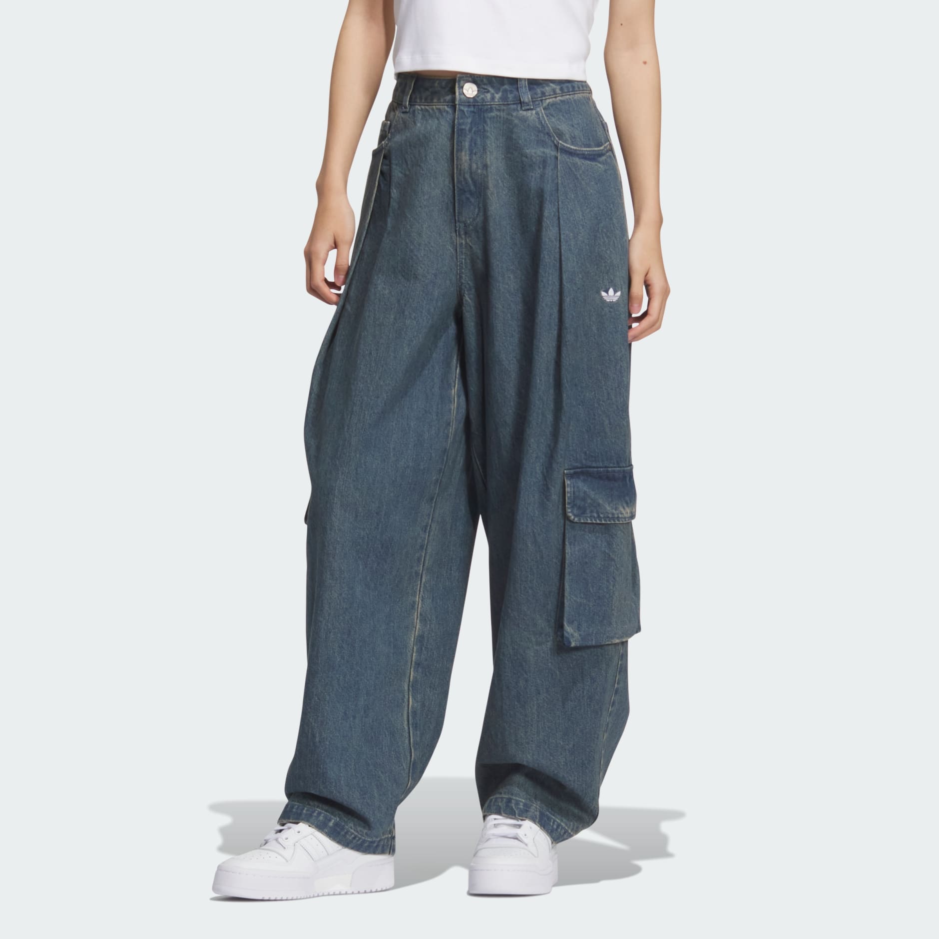 デニム・ジーパン adidas originals SOFT DENIM CARGO PANTS-Black Pants adidas Denim Cargo Black | Footshop