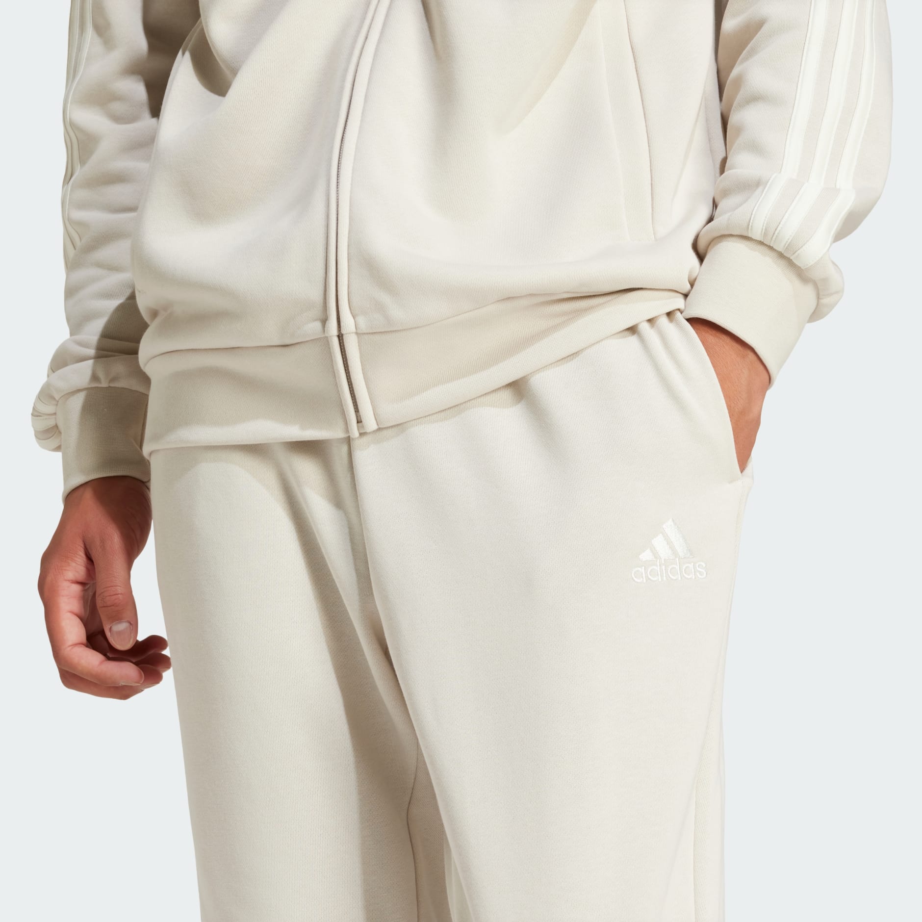 Clothing Basic 3 Stripes French Terry Track Suit Beige adidas Bahrain