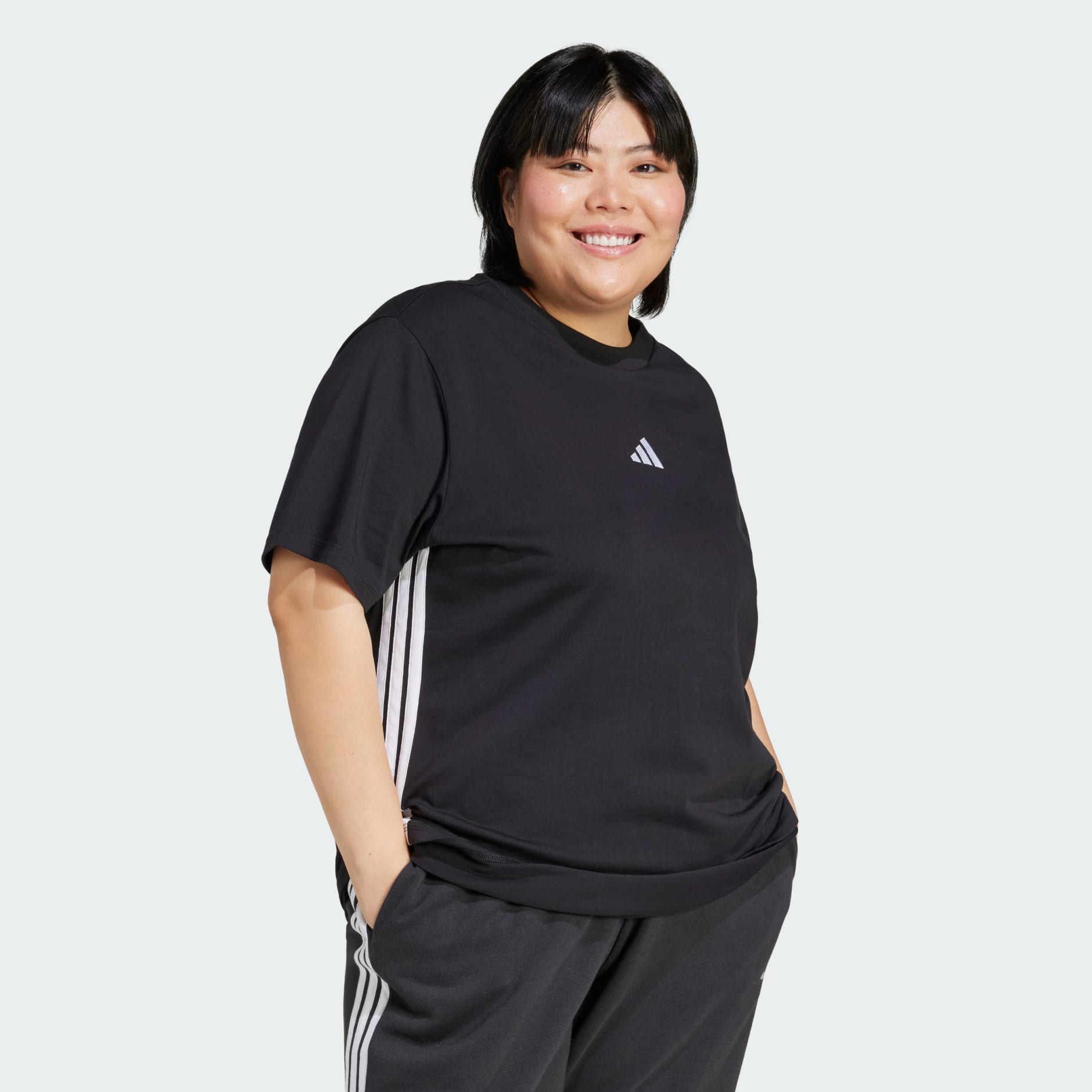 Tricou Essentials de bumbac cu 3 dungi (mărime mare)