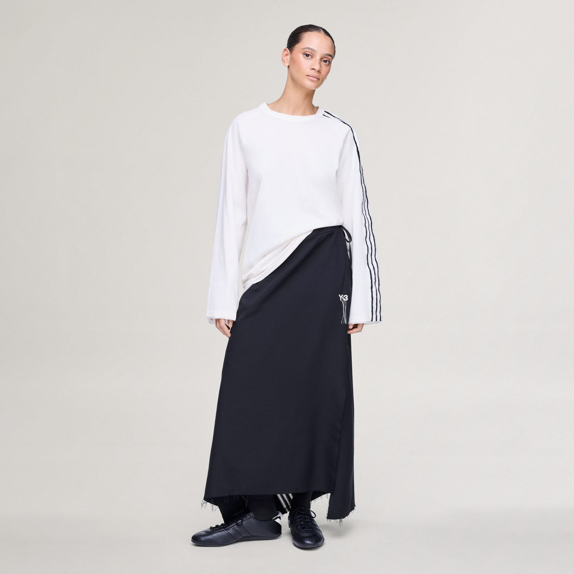 MAJICA DUGIH RUKAVA NEOBRAĐENIH RUBOVA Y-3 3 STRIPES