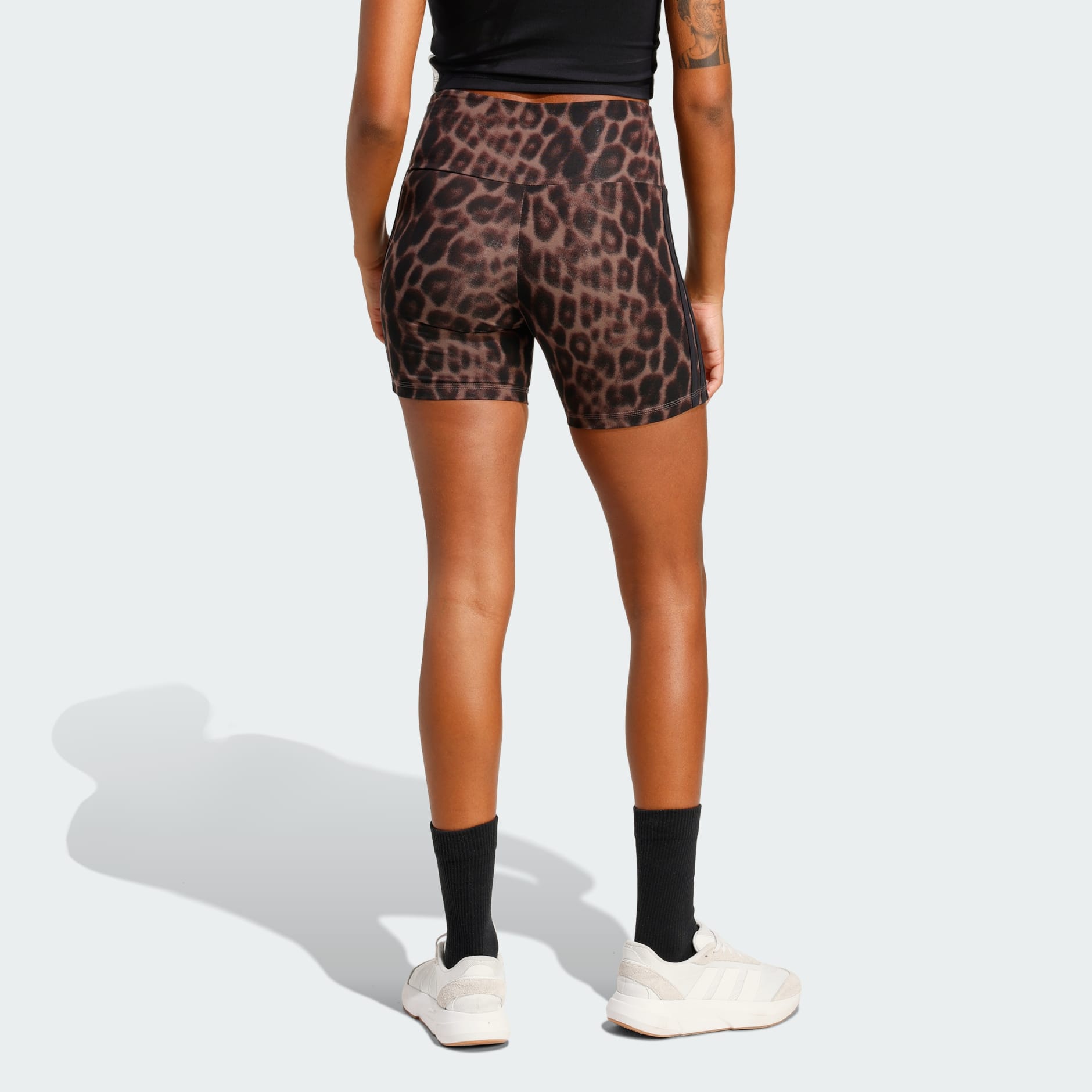 Seasonal Essentials Leopard Print Biker Shorts with 3-Stripes