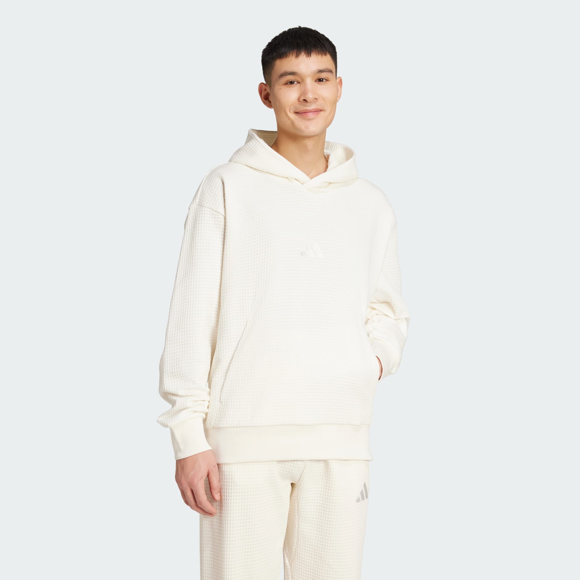 Clothing - ALL SZN Waffle Knit Hoodie - White | adidas Oman