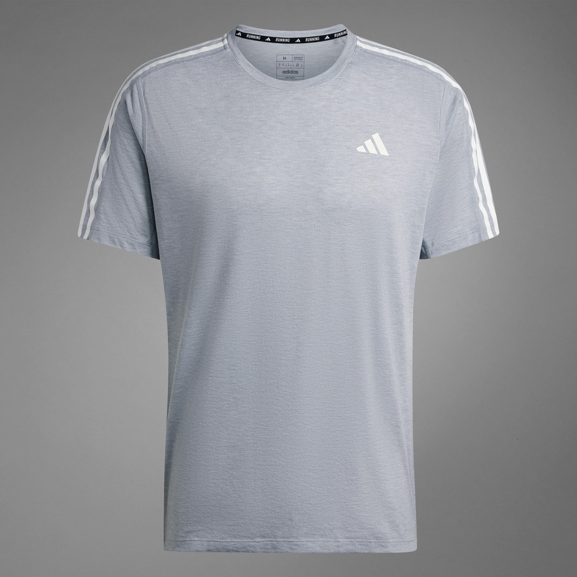 adidas Own the Run 3Stripes Tee Grey adidas UAE