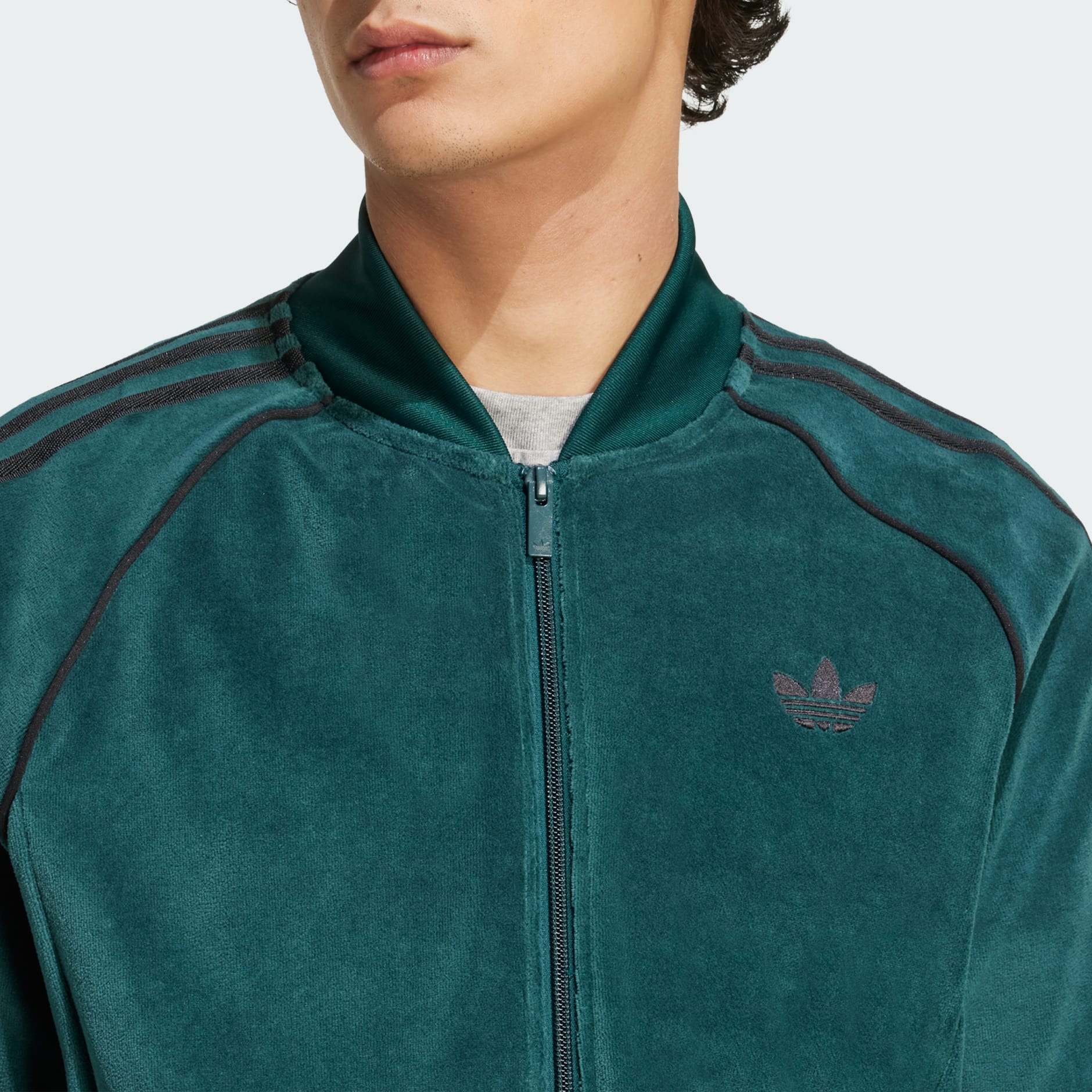 Clothing - SST Adicolor Velour Track Top - Green | adidas Qatar