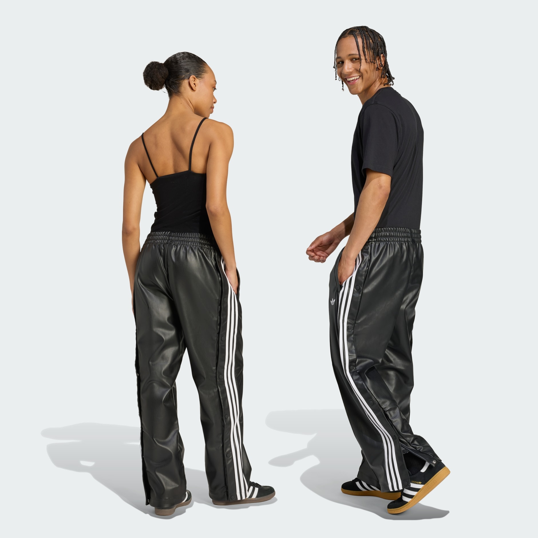 Clothing - adidas x Jeremy Scott Faux Leather Wide Pants - Black