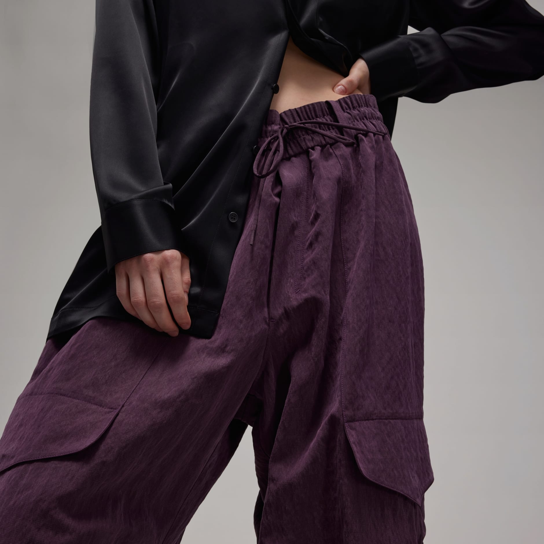 Purple Linen Cargo Pants