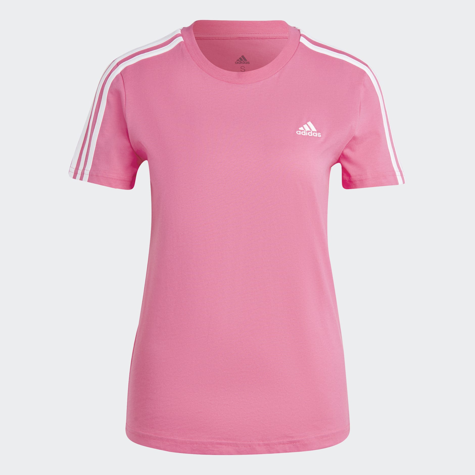Sitio de Previs Donación Flexible Women's Clothing - Essentials Slim 3-Stripes Tee - Pink | adidas Saudi  Arabia