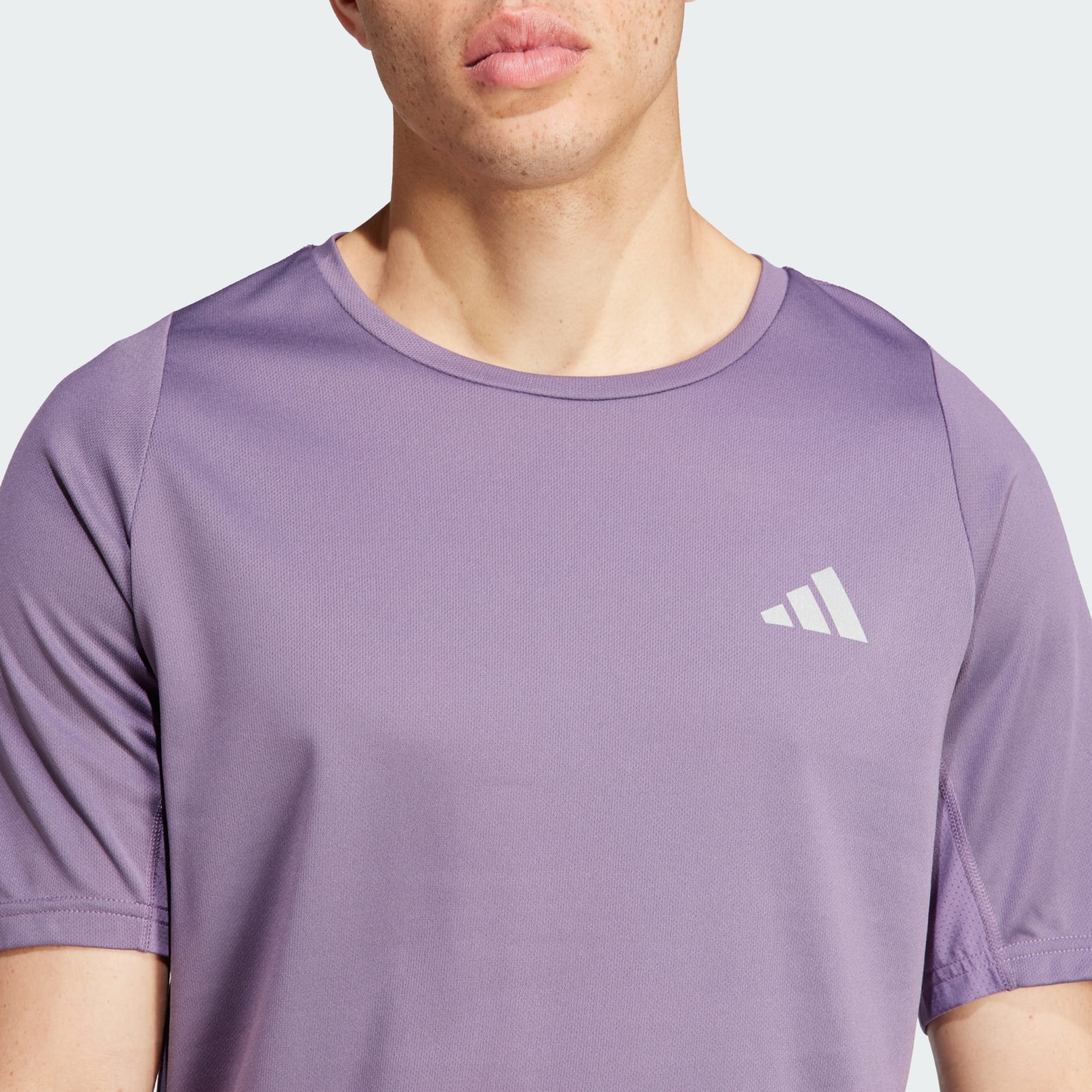 Men's Clothing - RUN ICONS 3 STRIPES TEE - Purple | adidas Bahrain