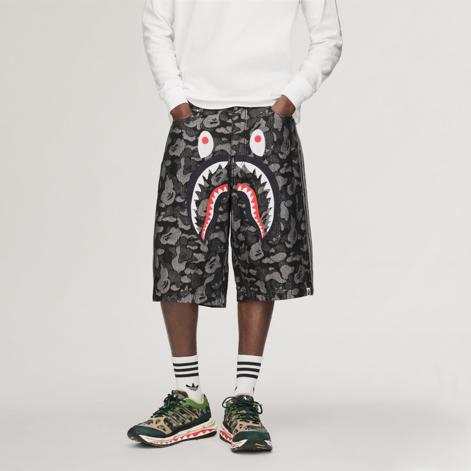 SHARK DENIM JORTS BAPE