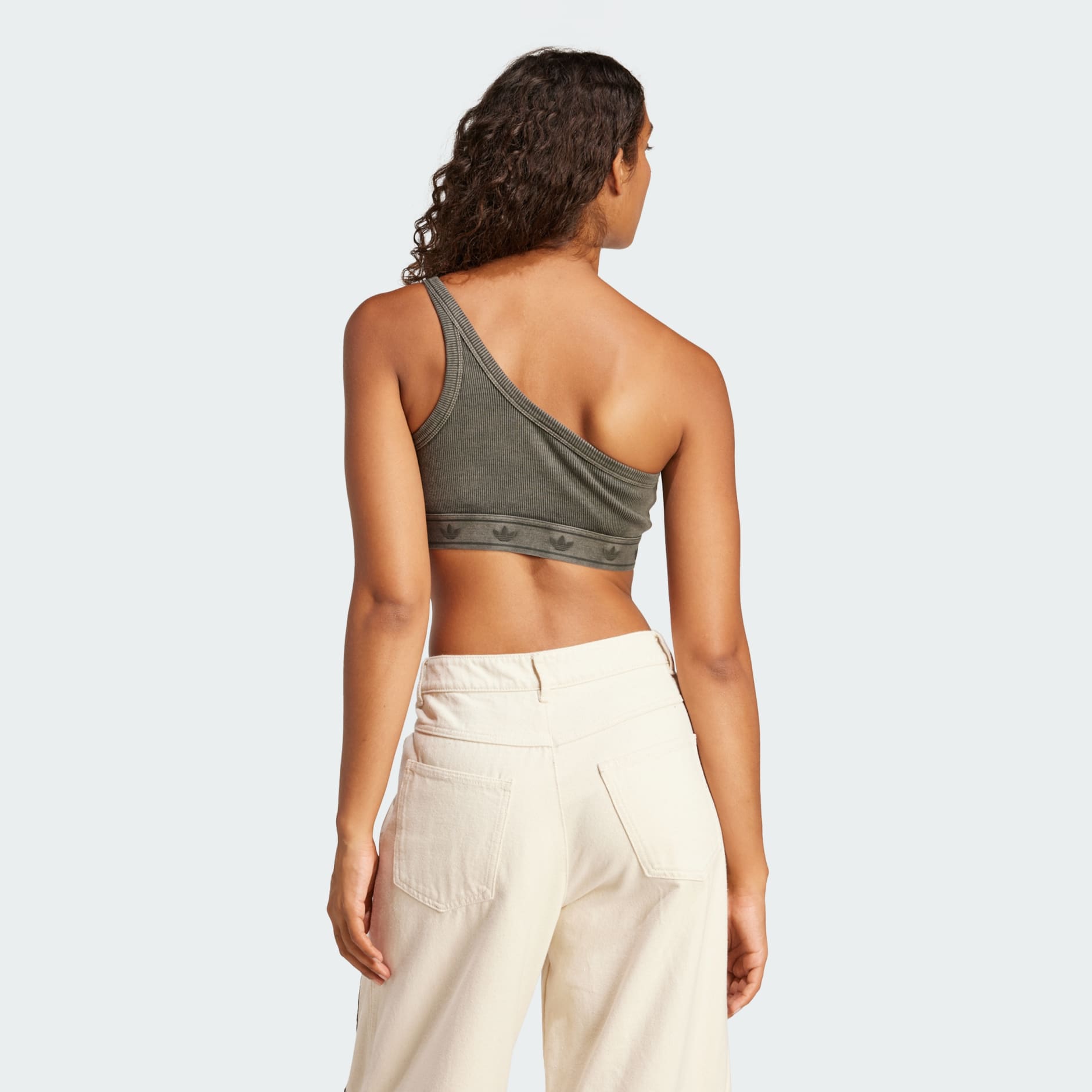 Clothing - Ribbed One-Shoulder Top - Black | adidas South Africa