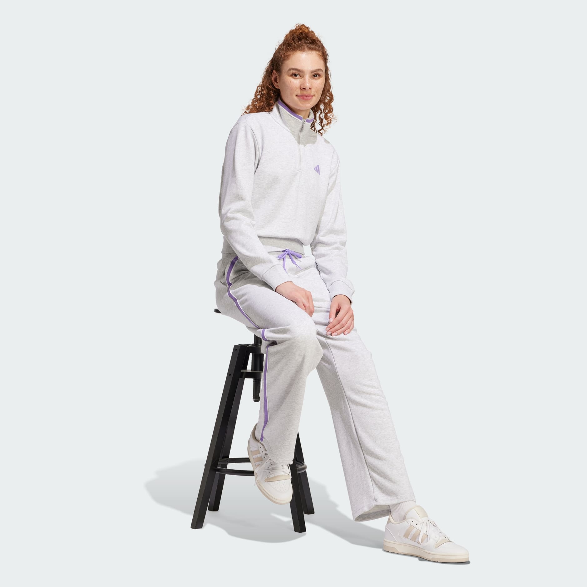 Jachetă sport Essentials din material flaușat, cu fermoar 1/4 și tușe de culoare