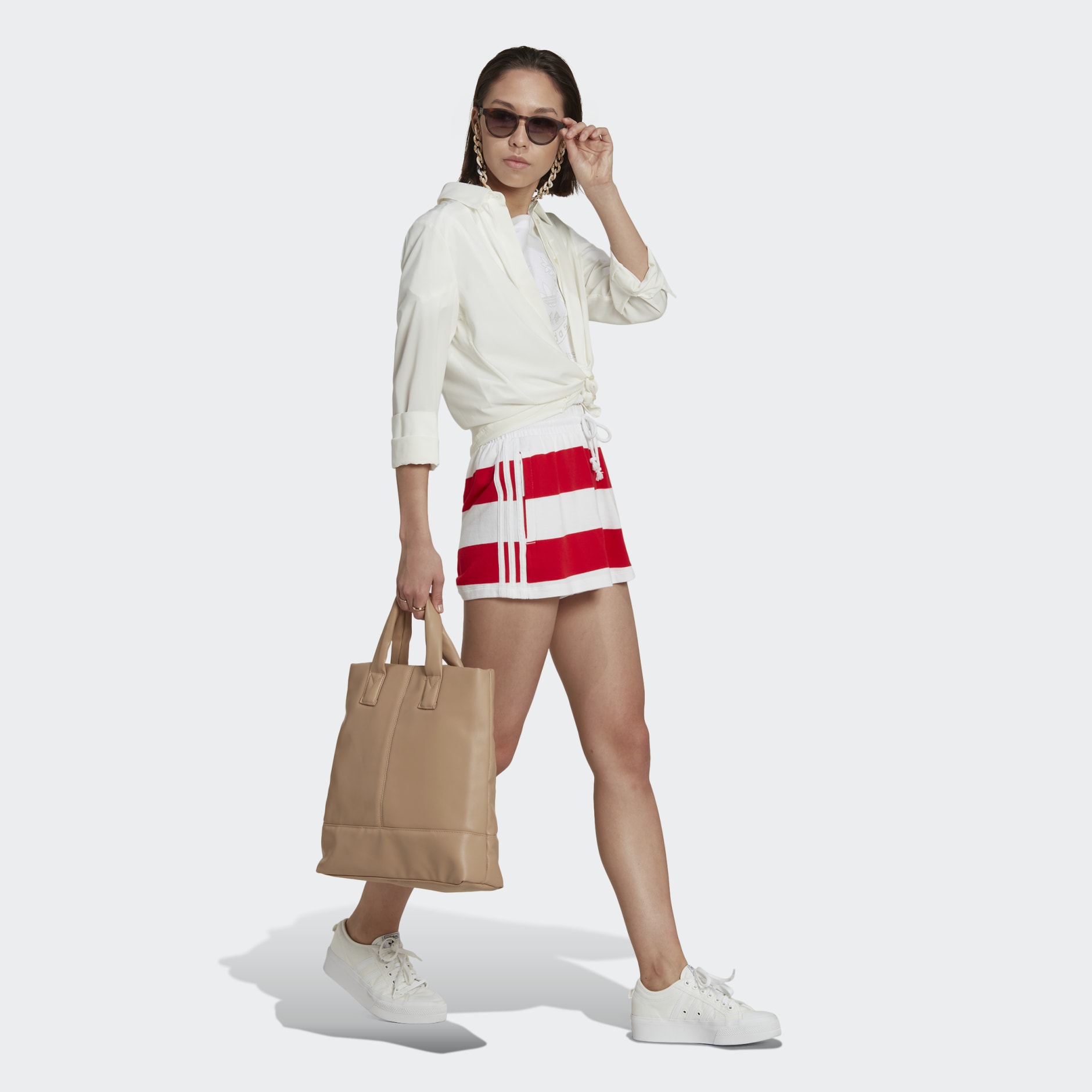 Mid Waist Striped Shorts