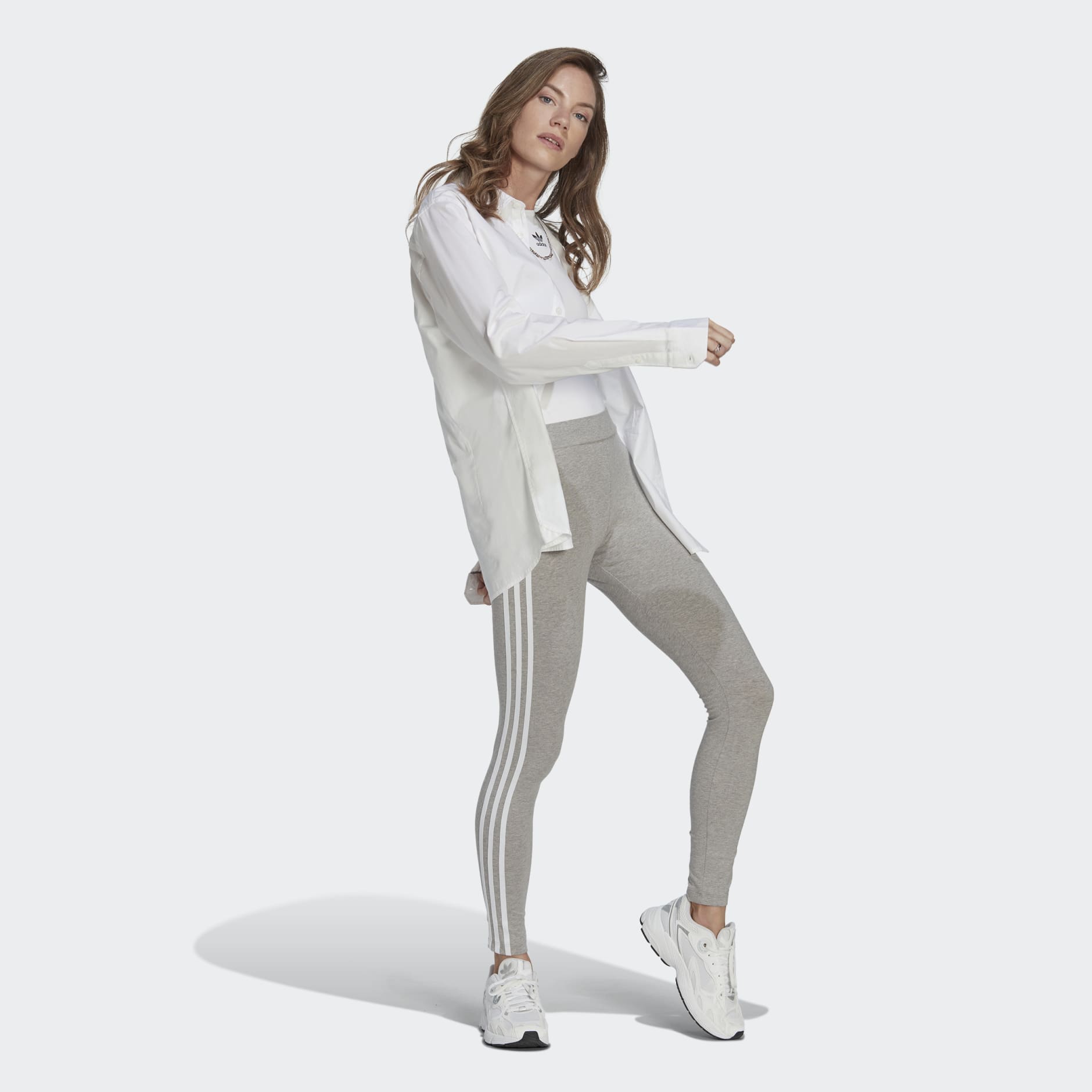 Women's Grey adidas Originals 3 Stripe Leggings