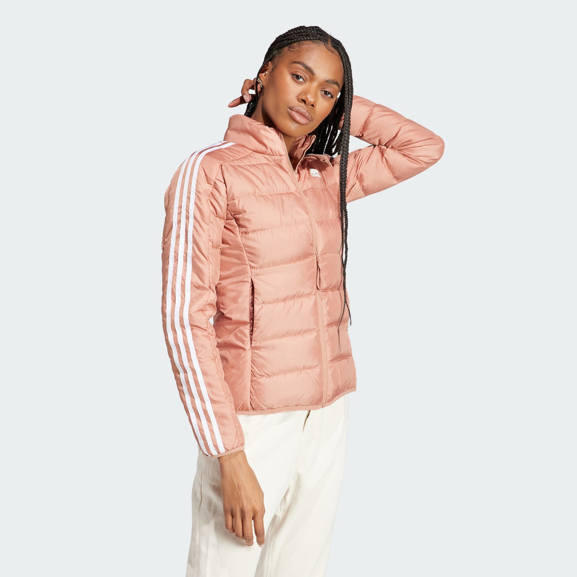 Clothing - Essentials 3-Stripes Light Down Jacket - Brown | adidas ...