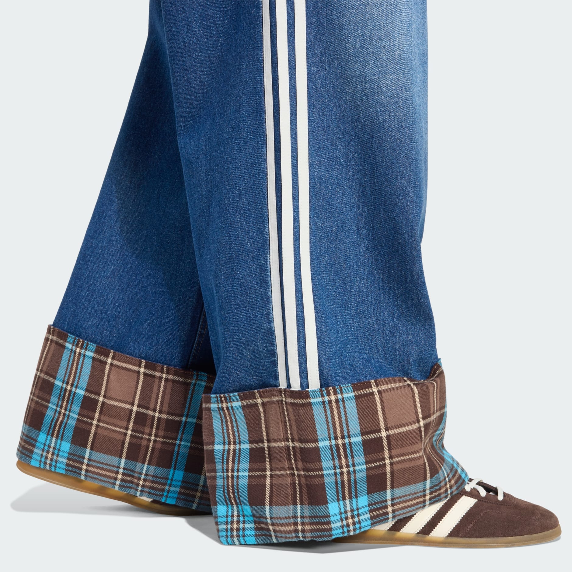 VINTAGE WIDE LEG JEANS WITH CHECKED SEAM