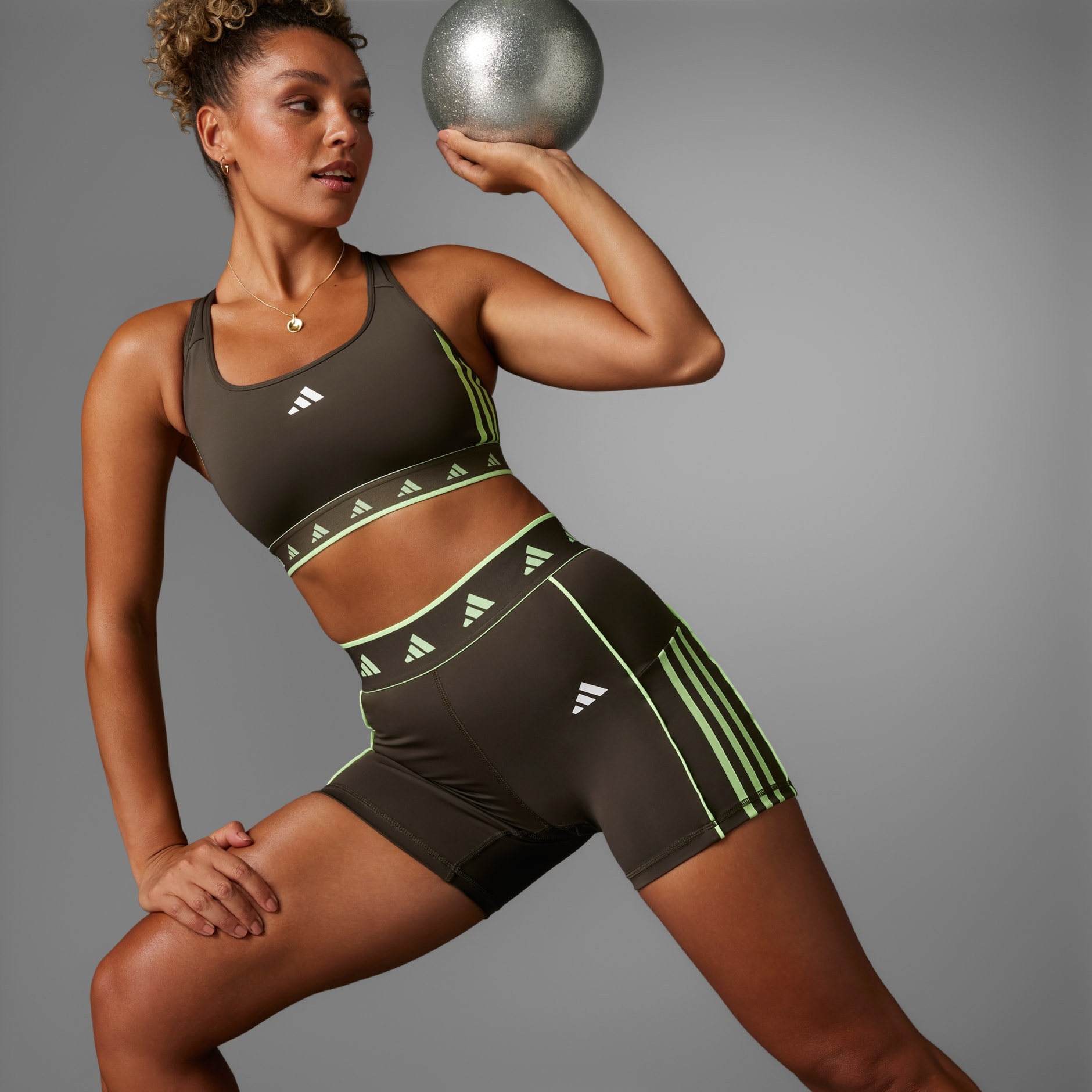 adidas Hyperglam 3-Inch Leggings - Green, Women's Training