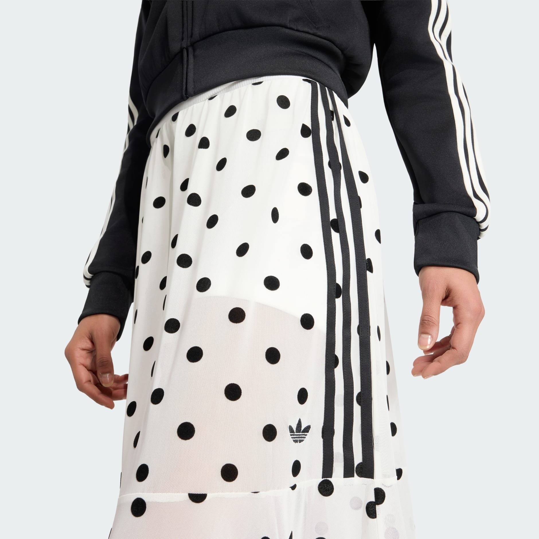 透薄波點半截裙