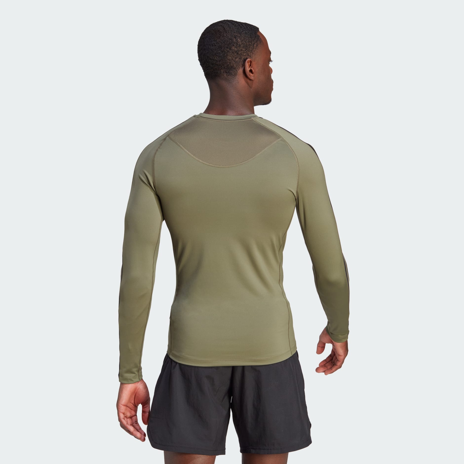 adidas Techfit Fitted Long Sleeve 3 Stripes Top - Mens Training